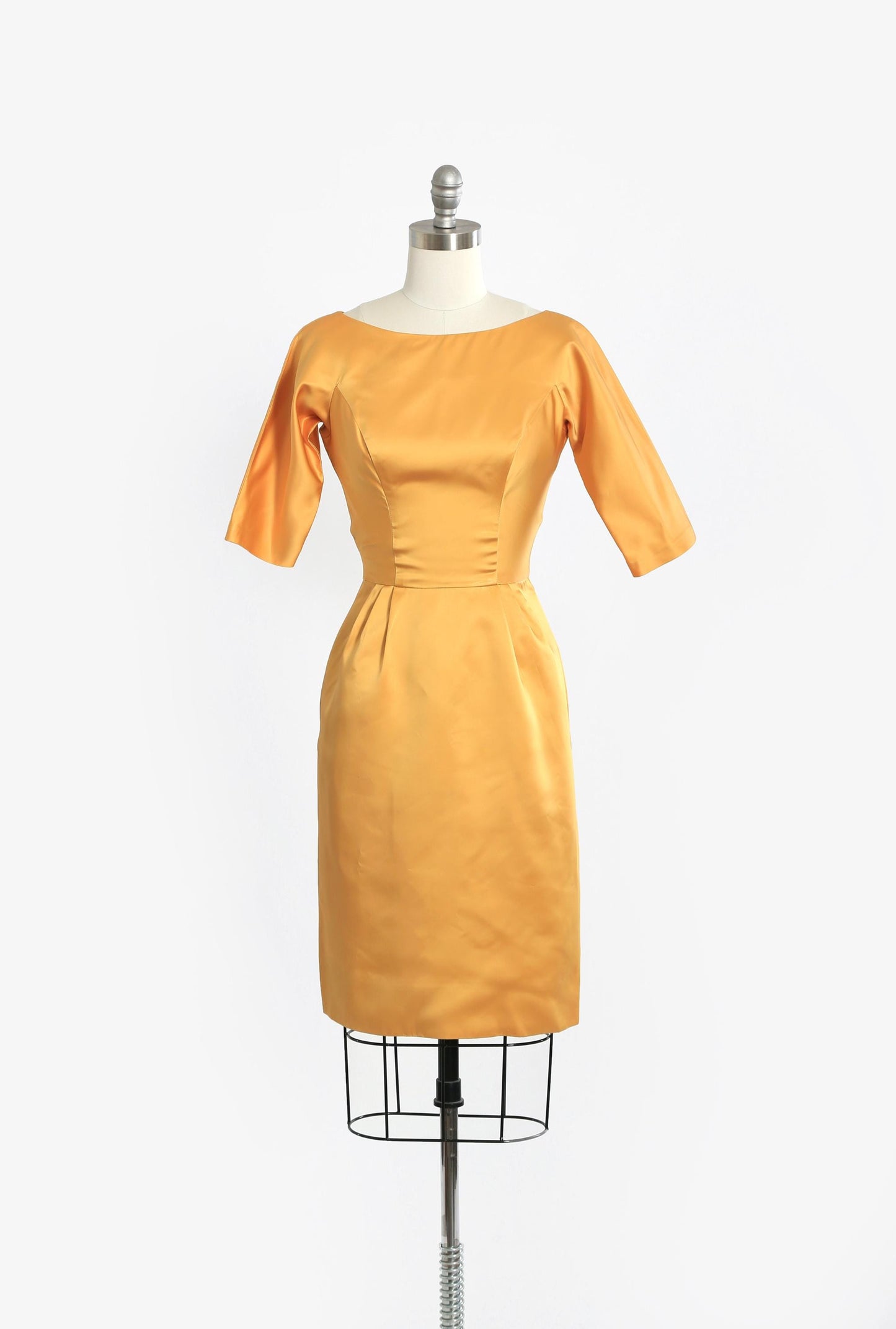 50s Gold satin wiggle dress