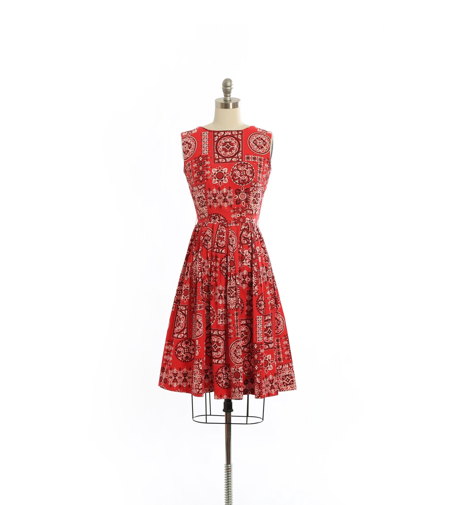 50s bandana dress | Vintage 1950s red bandana cotton dress