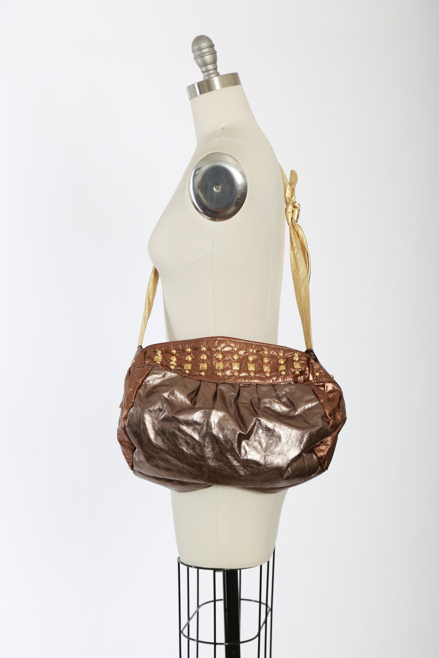Vintage 80s OHH! Ashley metallic gold studded leather purse | 1980s deadstock gold leather purse