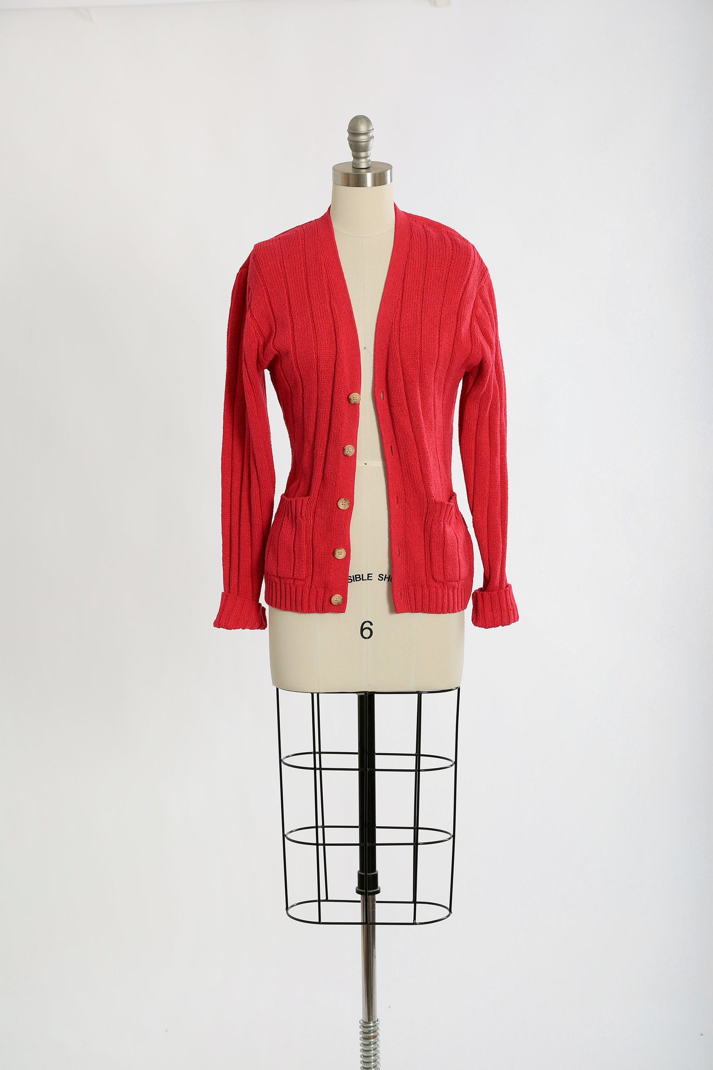 Vintage 80s 90s Ralph Lauren pink cable knit silk cardigan Sweater