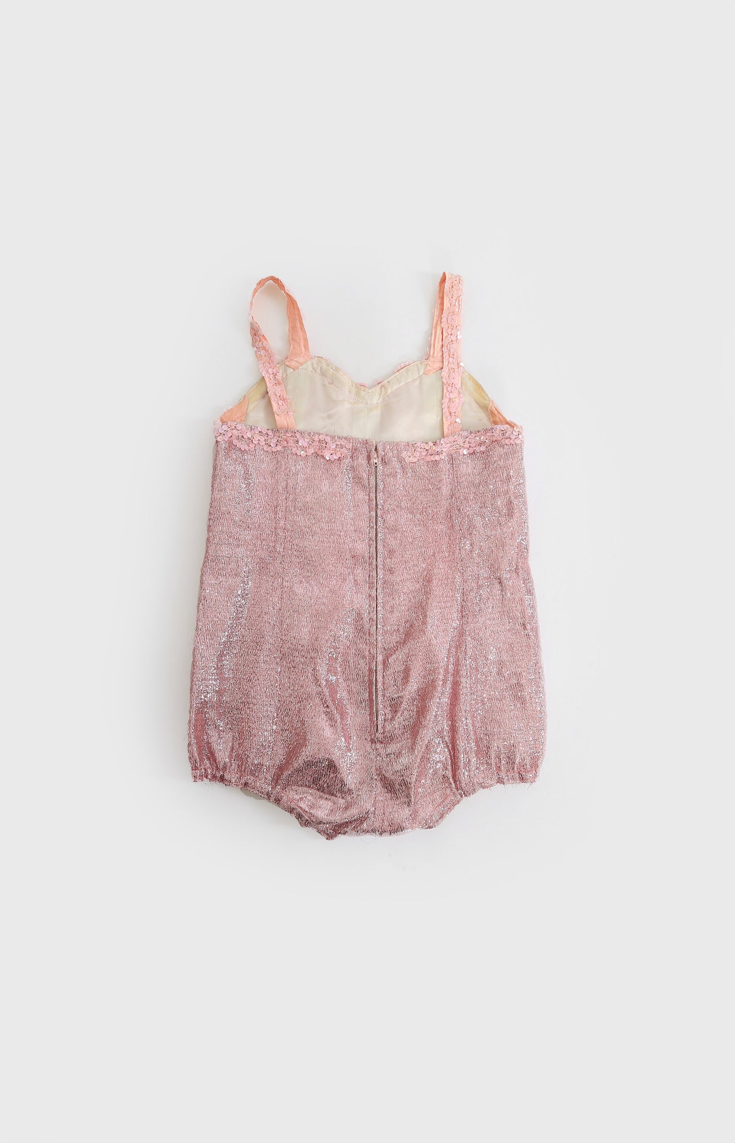 Vintage 40s 50s pink tensile sequin girls dance costume one piece