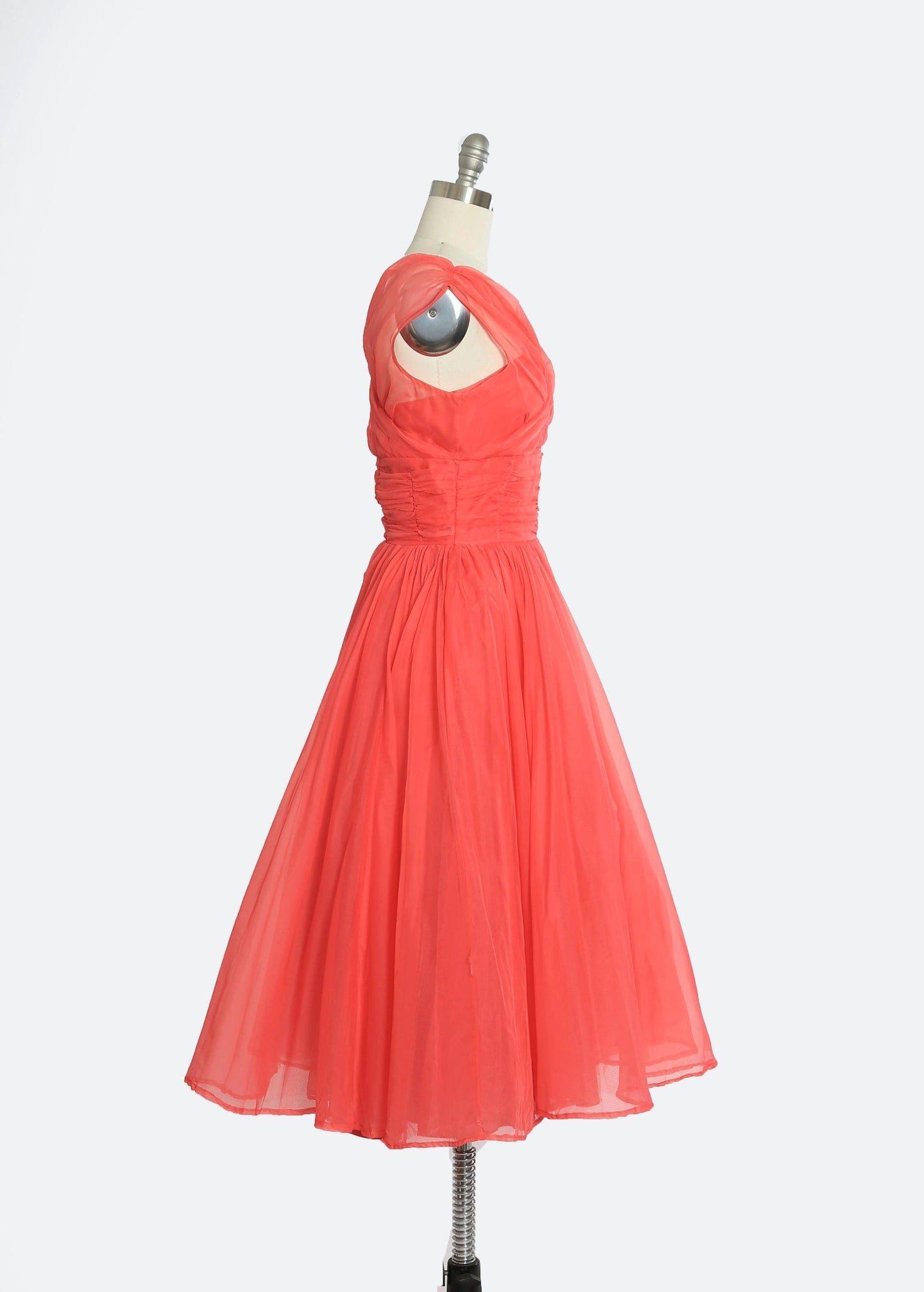 50s Pink chiffon tulle party dress