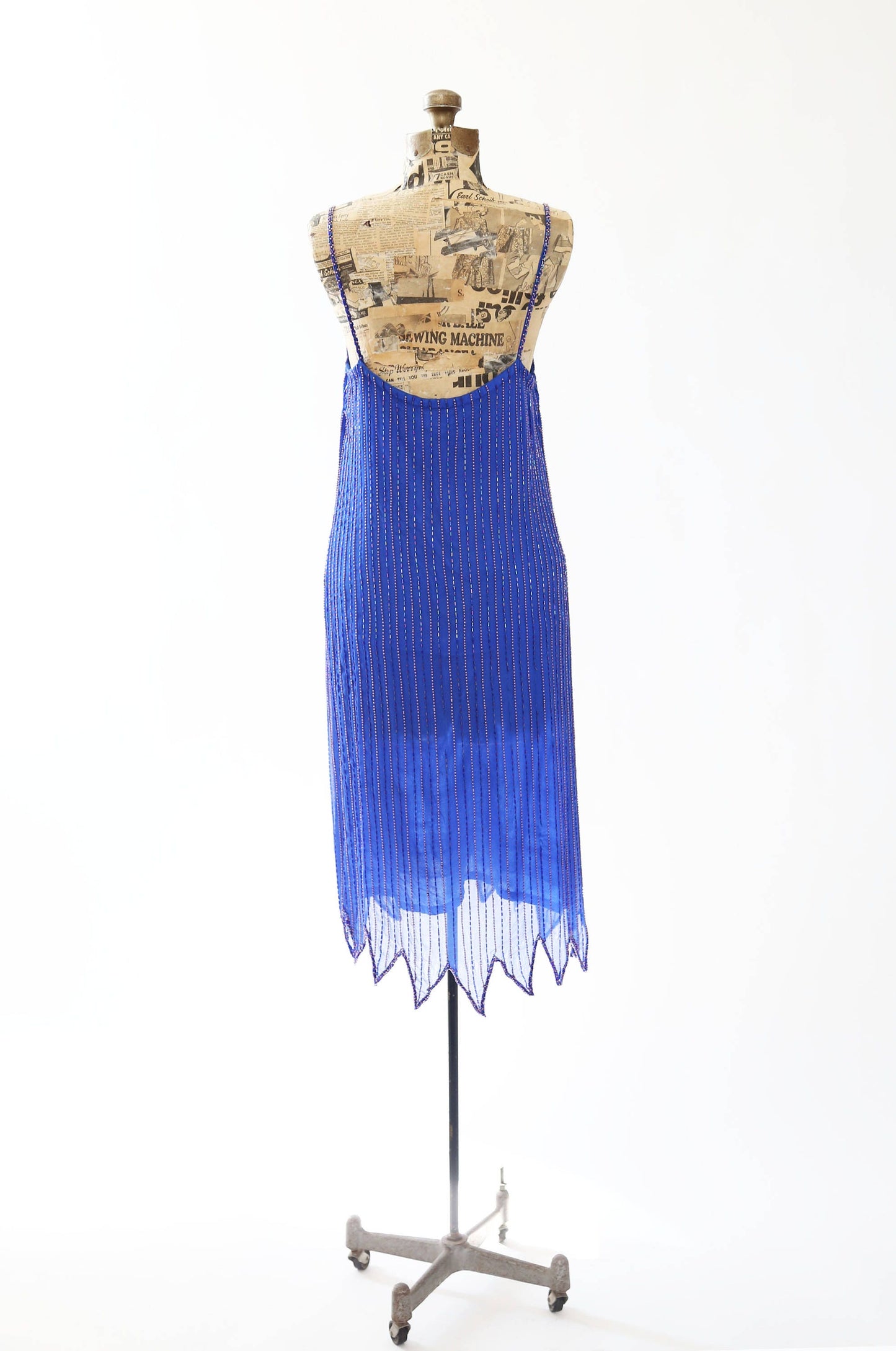 Vintage 70s blue beaded silk dress | 1970s 3pc beaded cocktail dress