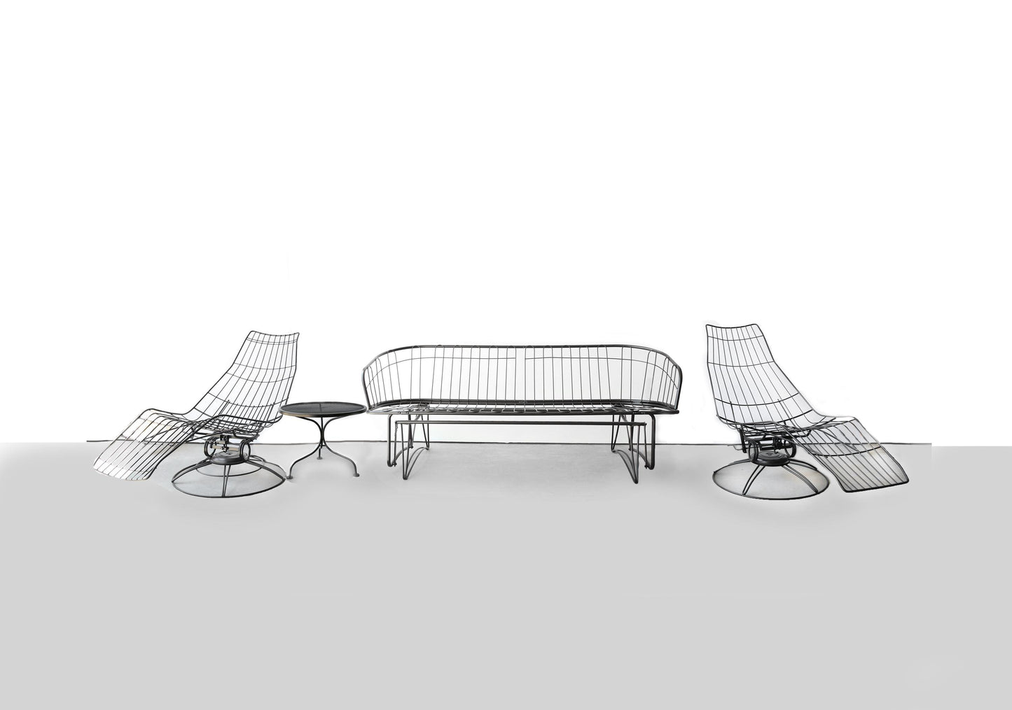 Vintage Mid Century Modern Homecrest Patio Set | Gilder sofa + 2 Fiesta loungers + side table