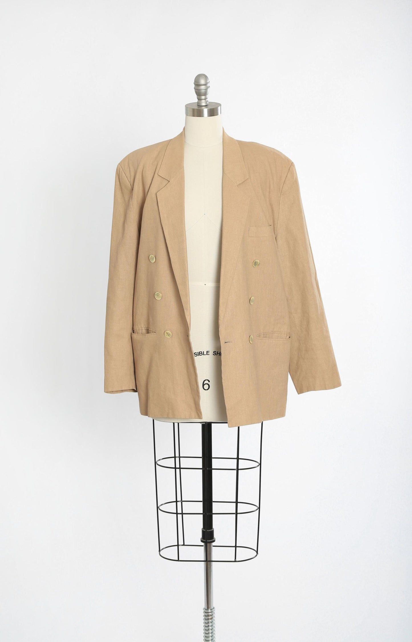 90s Tan linen cotton blazer