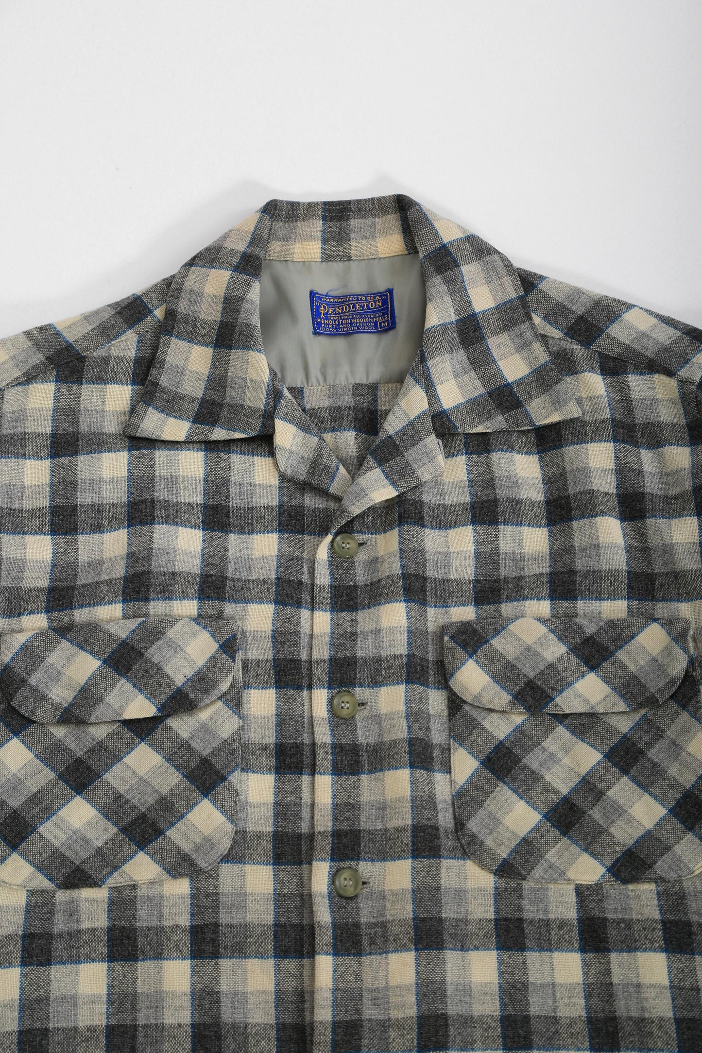 50s Pendleton | Vintage 1950s plaid gray + blue Pendleton Wool Shirt