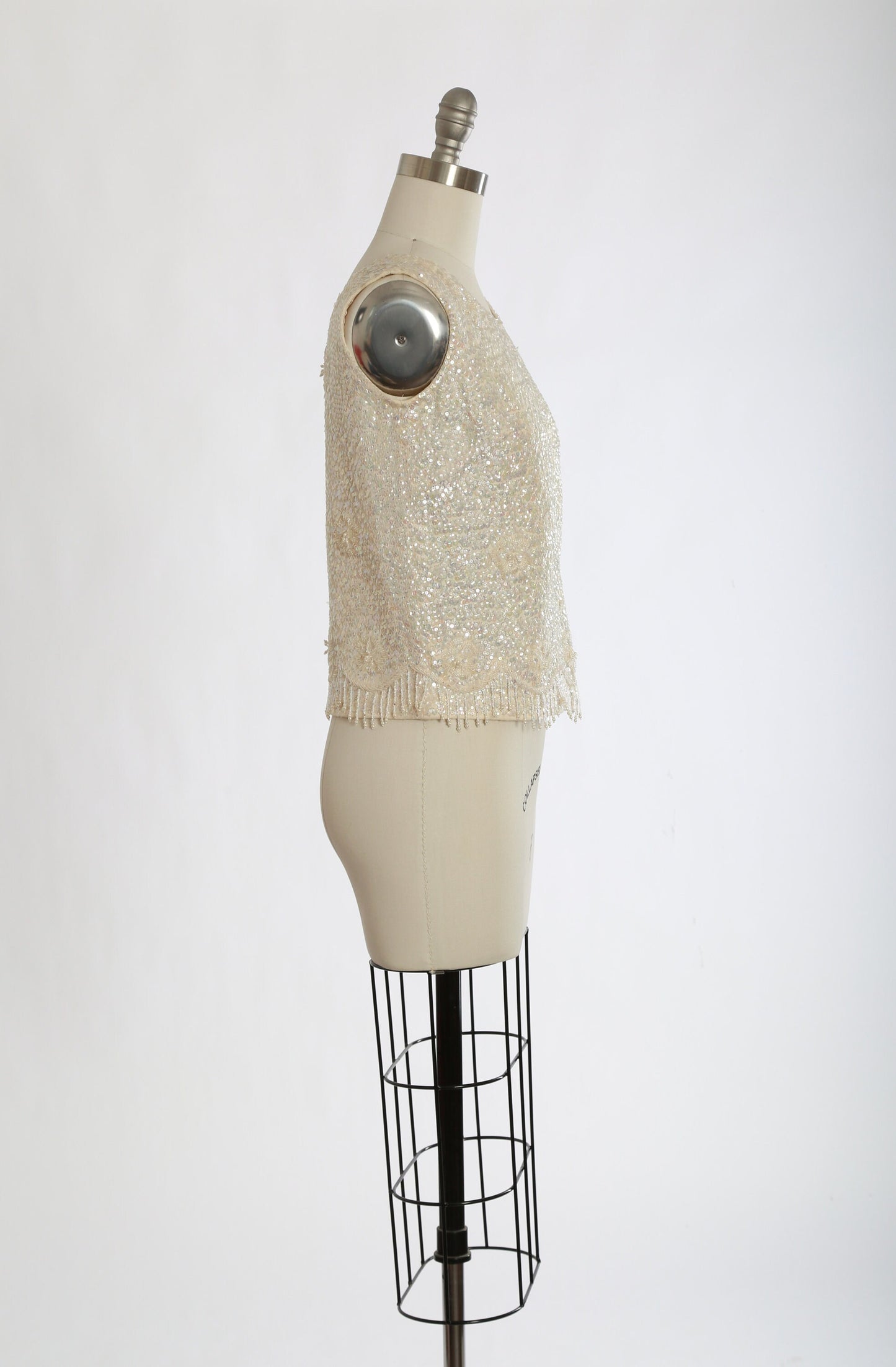 Jeri-Jo sequin tank | Vintage 1960s iridescent beaded sequin Zephry wool tank top