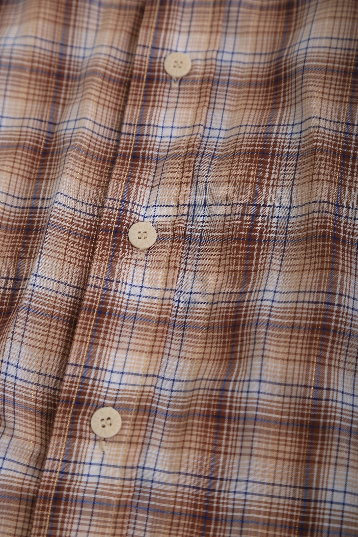 Vintage 70s LEVIS brown gold lurex western Plaid shirt