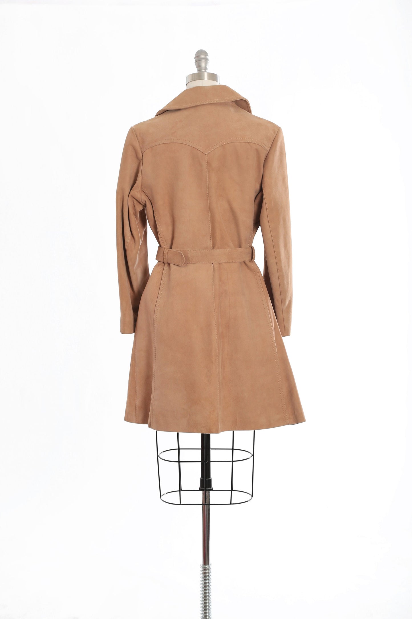 Vintage 70s suede leather trench coat | 1970s deadstock Golden State camel coat