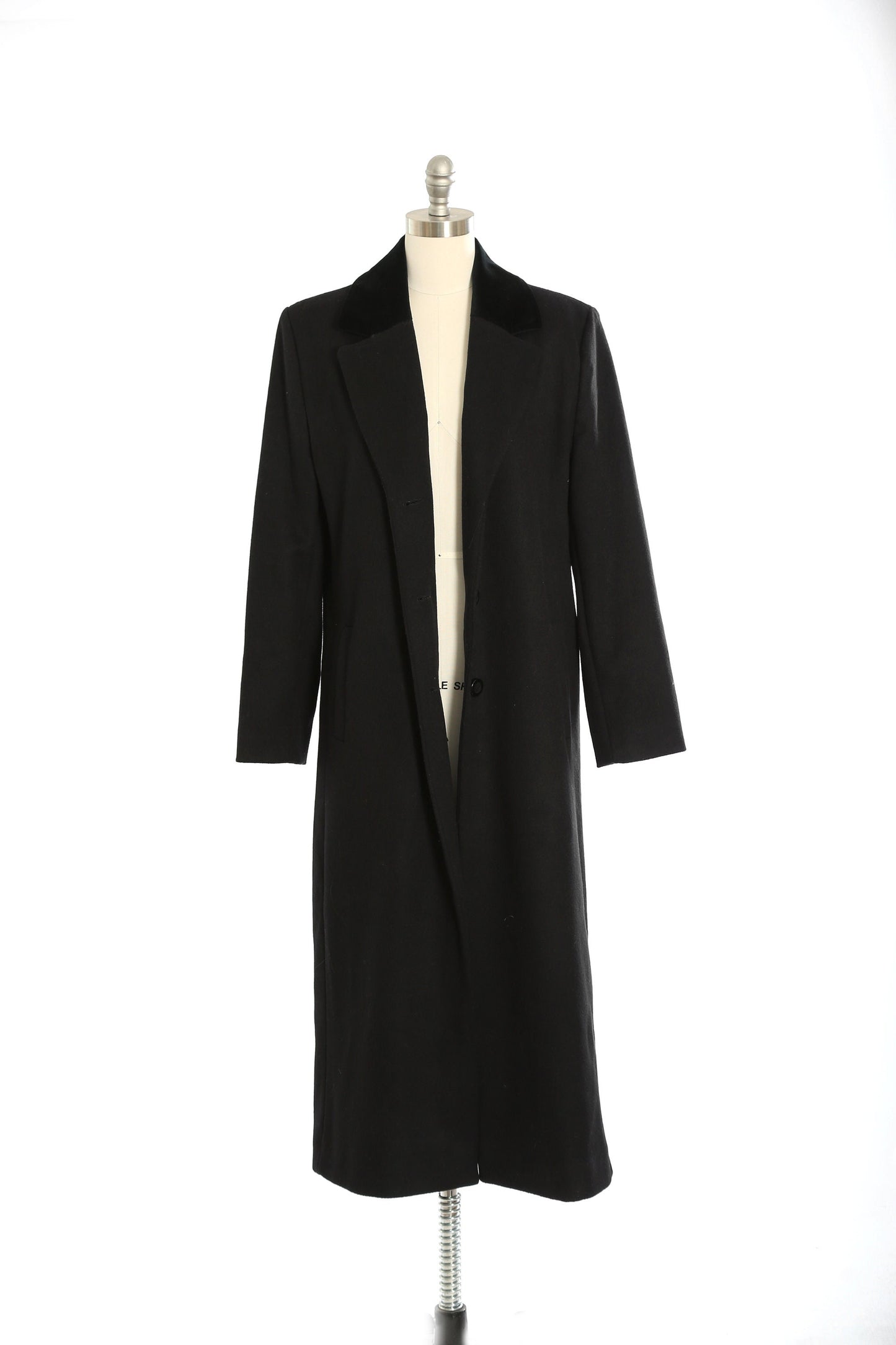 90s black wool coat | Vintage 1990s PENDLETON black velvet Merino wool long oversized coat