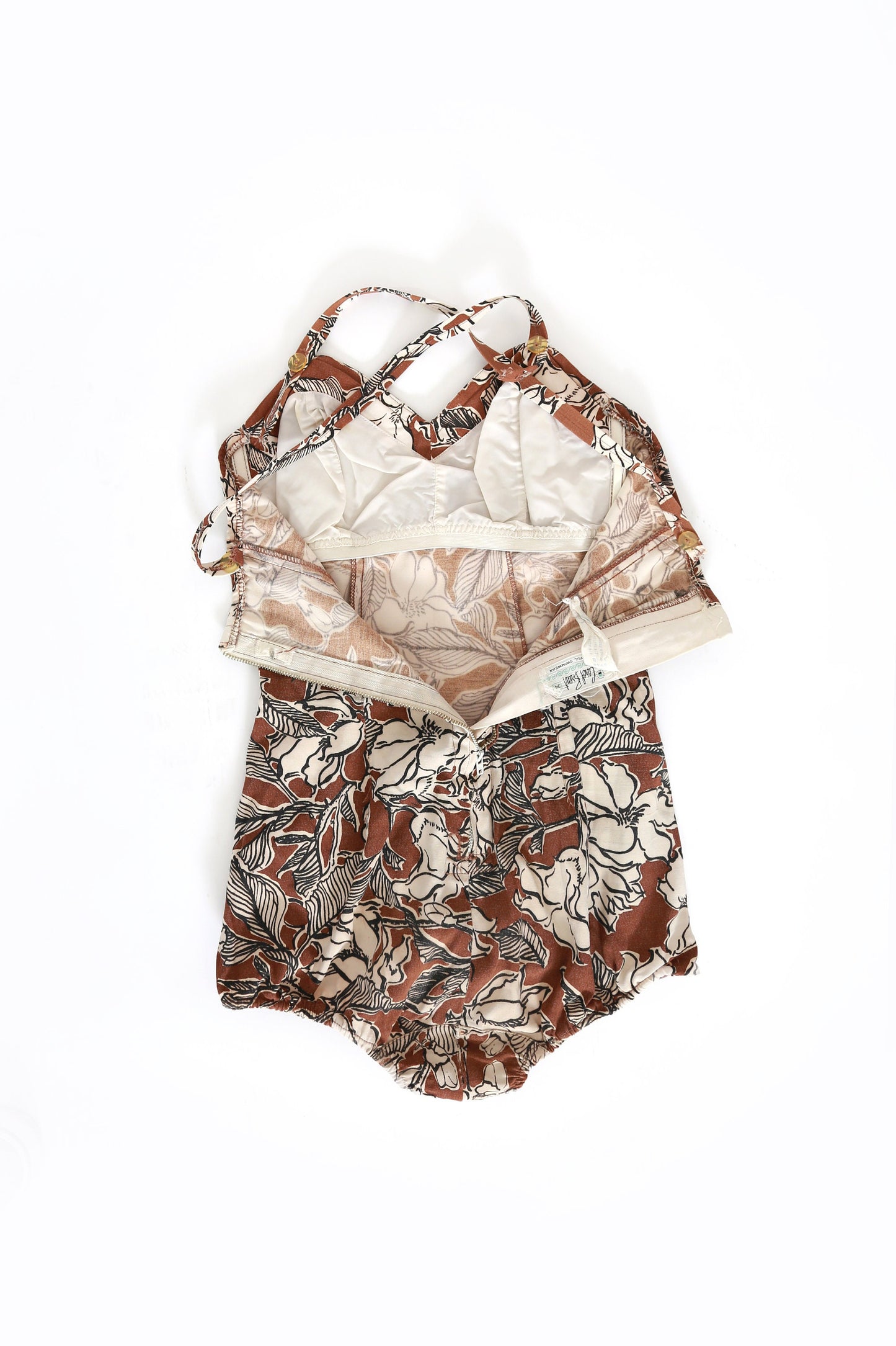 Vintage 50s Carol Brent floral swimsuit one piece