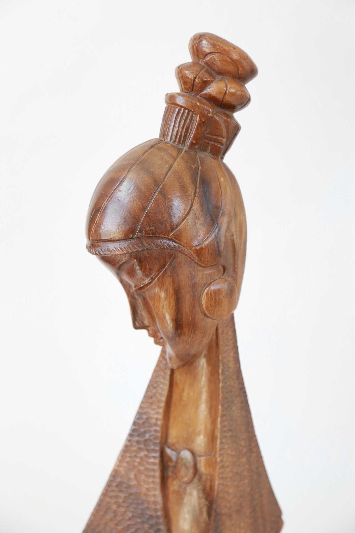 Vintage Mid Century Modern hand carved Monkey Pod Female bust figure | Tiki Bust wood Sculpture