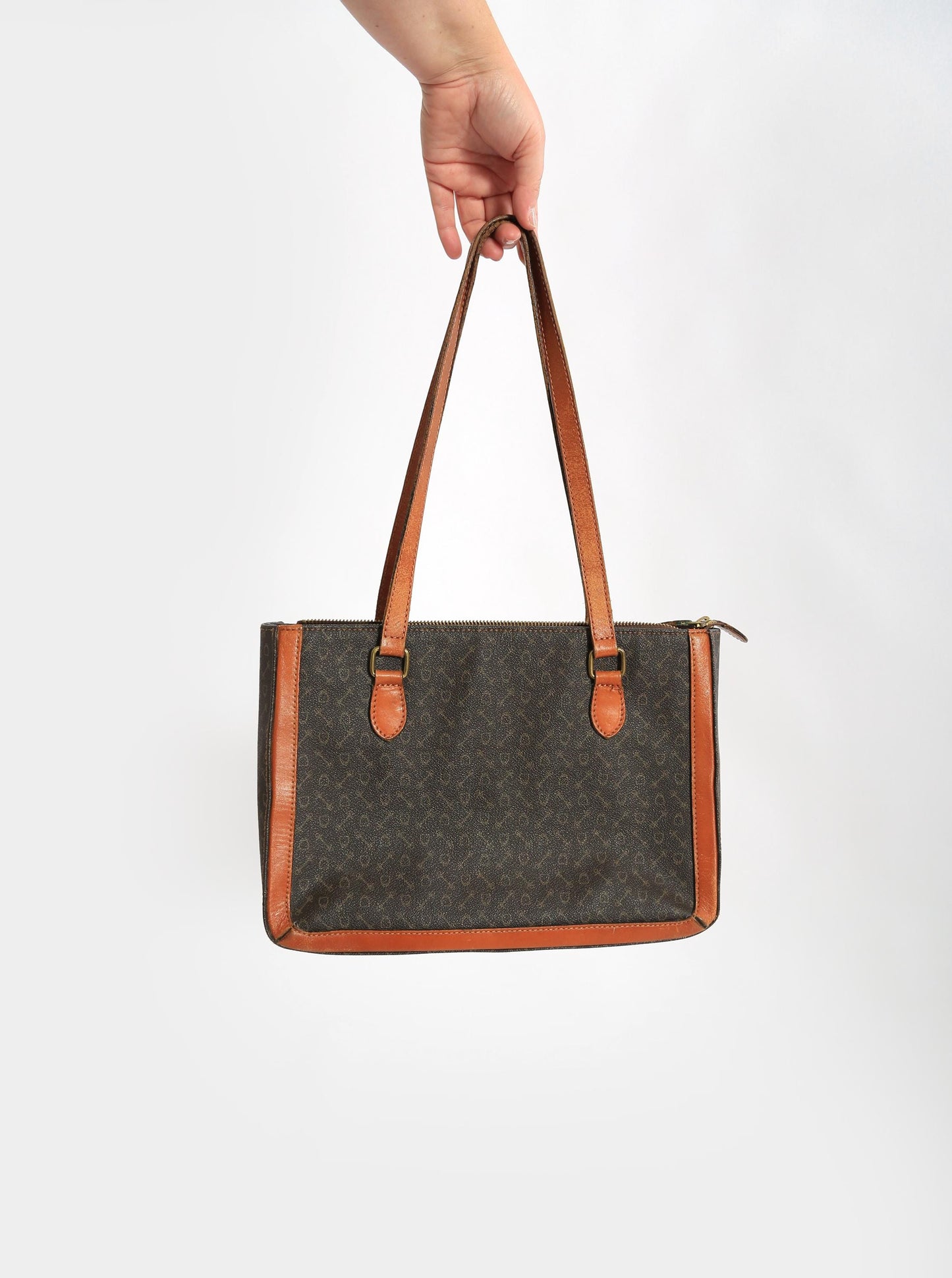 Vintage WHY brown horse bit Signature leather Purse