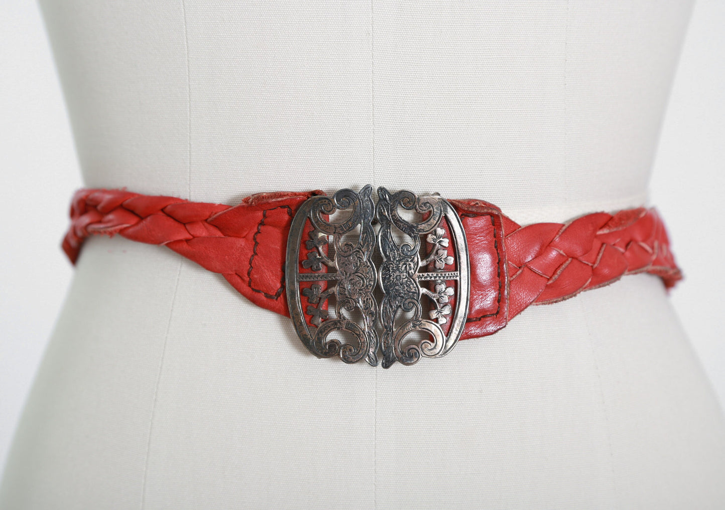 Antique Victorian English sterling silver clover belt buckle belt | Elizabeth Morley 1800s sterling buckle