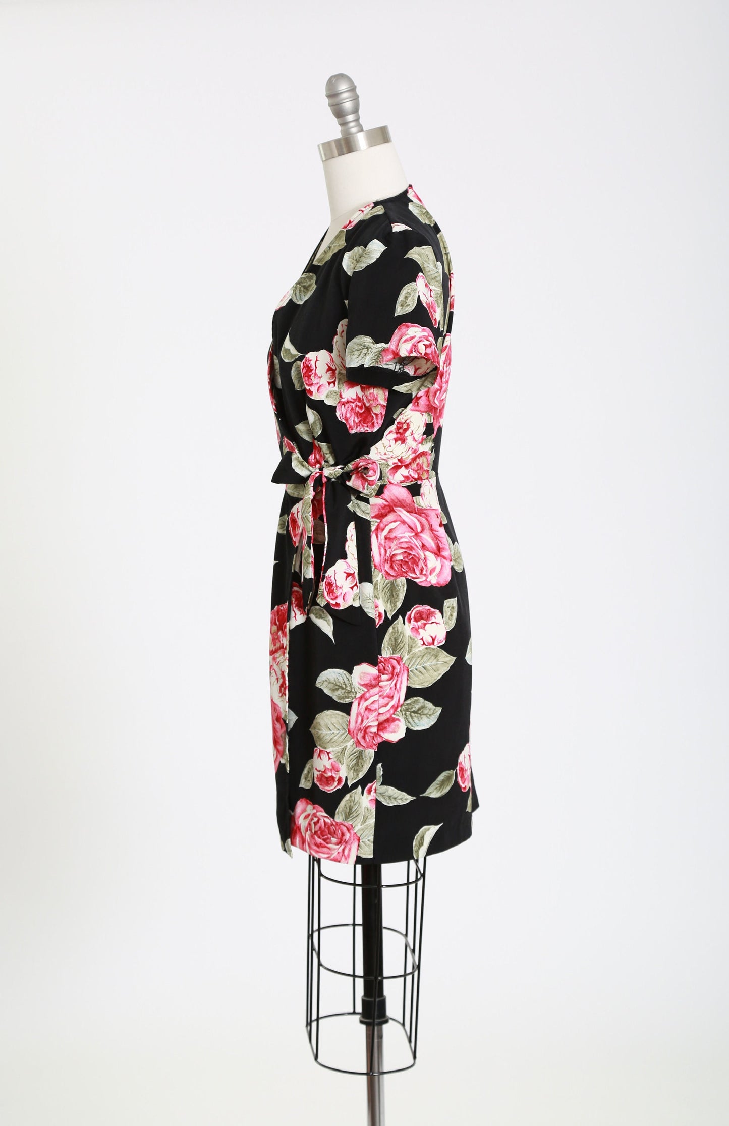 Vintage 90s floral rose wrap mini dress