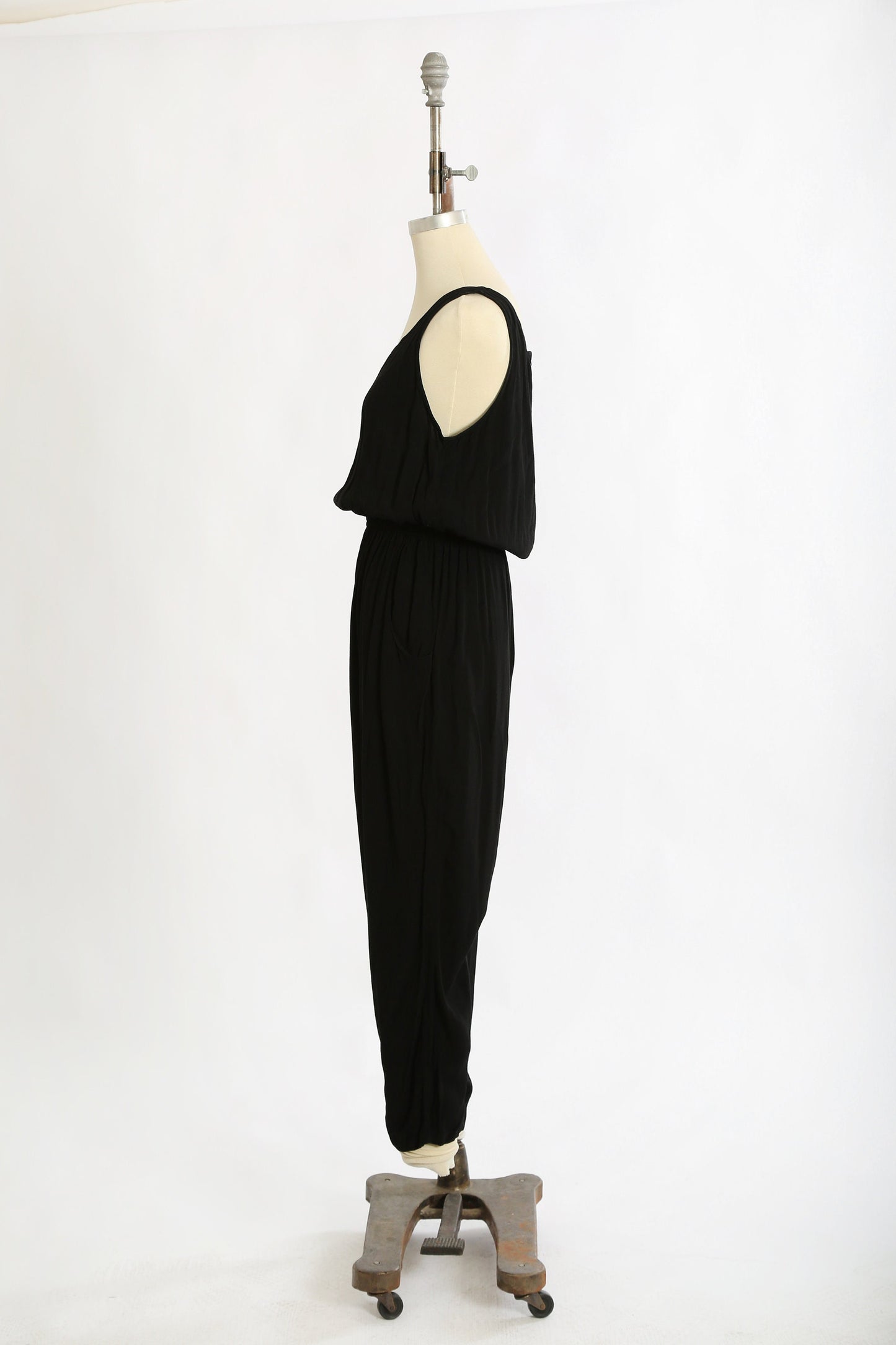 90s black cotton jumpsuit | 1990s Carol Anderson tank jumpsuit