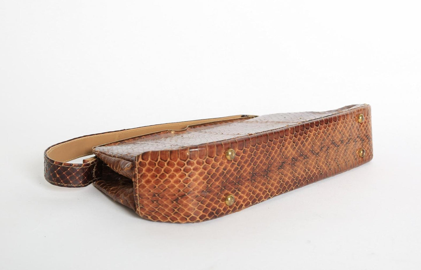 Vintage 1950s brown snake skin bag purse