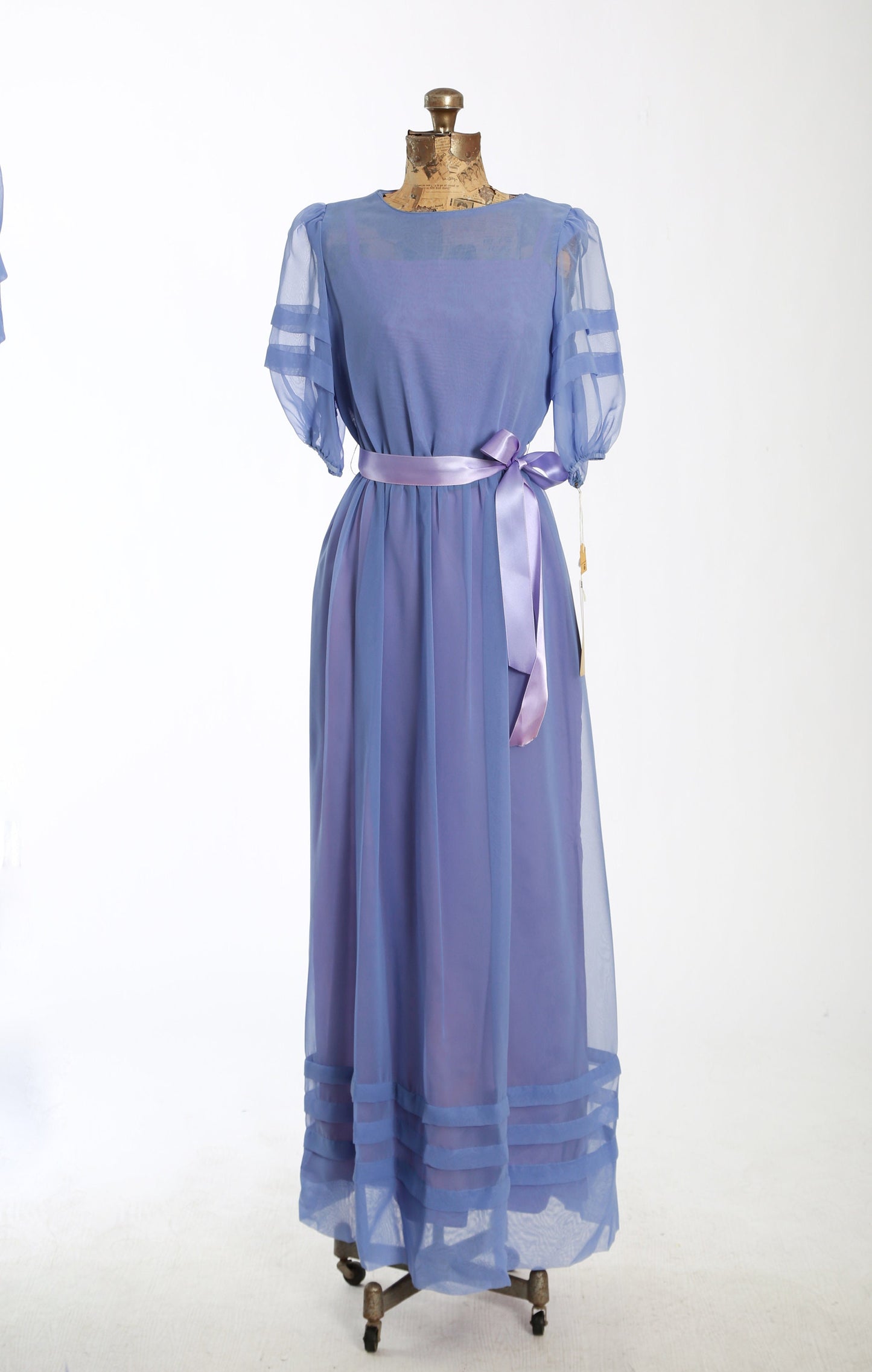 Vintage 70s chiffon maxi dress | 1970s deadstock purple bridesmaid dress