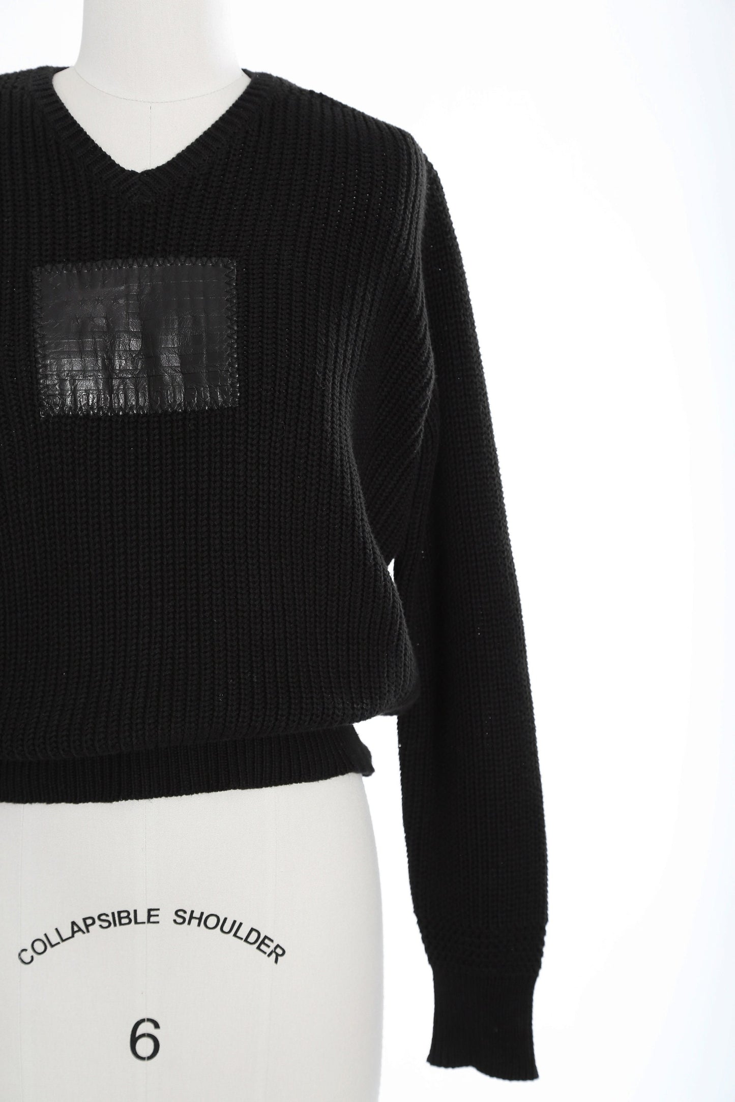 Vintage 90s Polo Sport Ralph Lauren leather American flag knit cotton sweater | Polo Black flag sweater