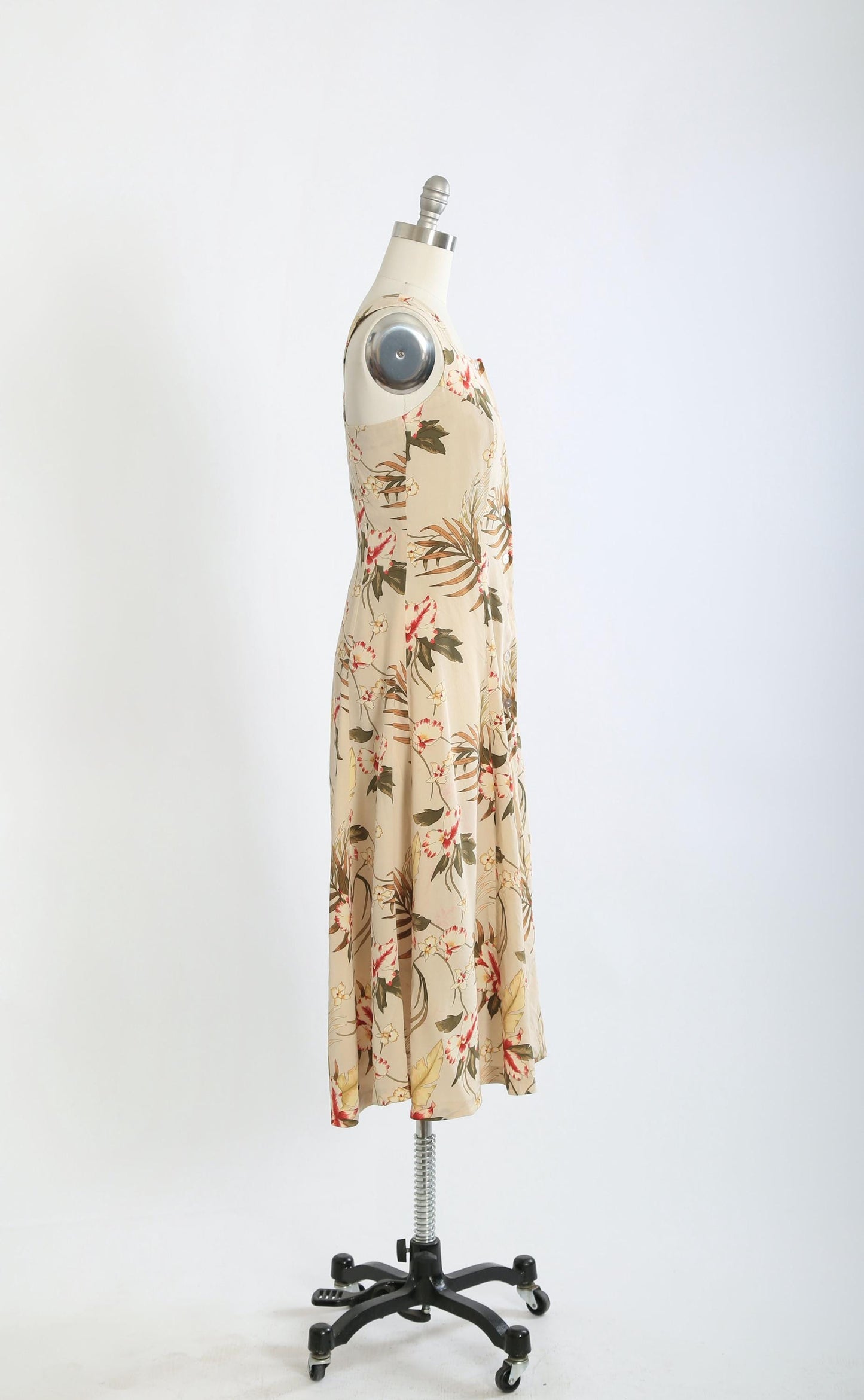 Y2K tropical floral silk midi dress