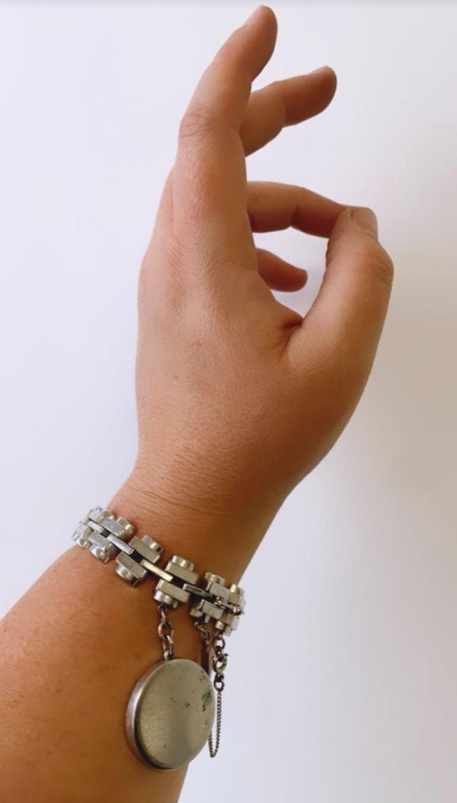 Monet silver link bracelet | Vintage 60s Monet chunky bracelet charm