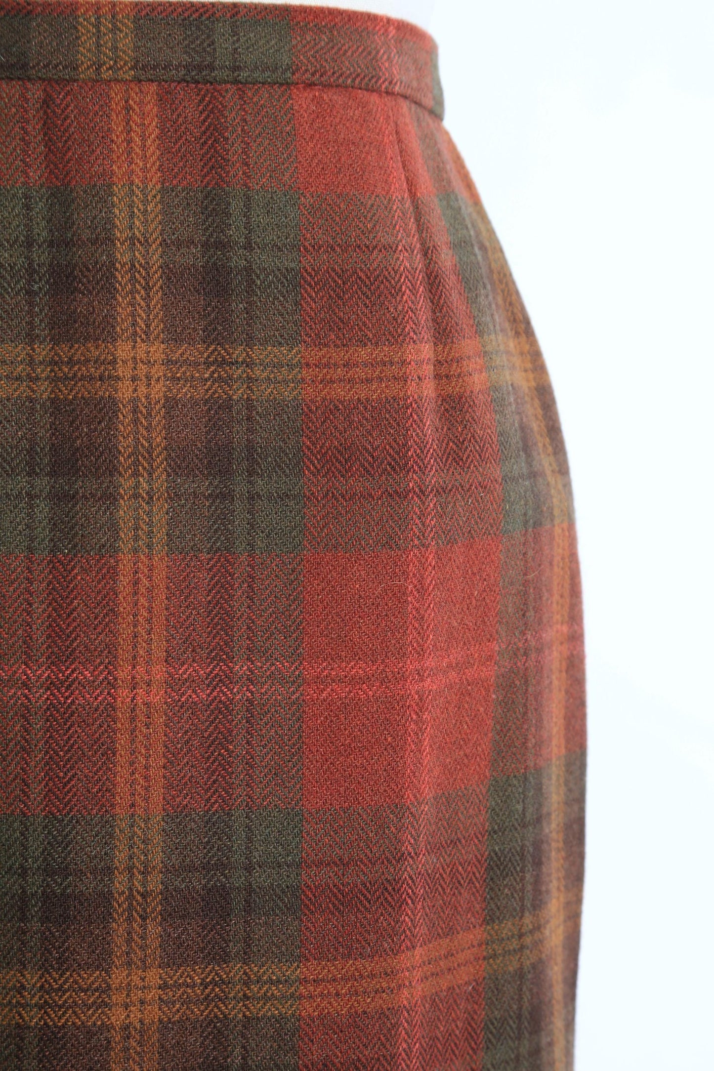 90s Orange houndstooth plaid fringe skirt