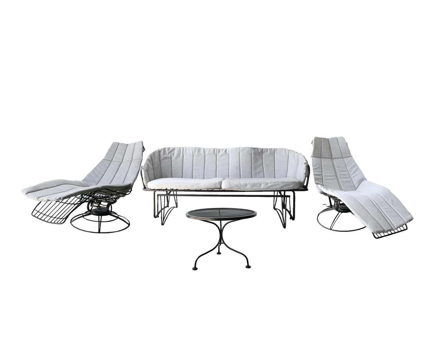 Vintage Mid Century Modern Homecrest Patio Set | Gilder sofa + 2 Fiesta loungers + side table