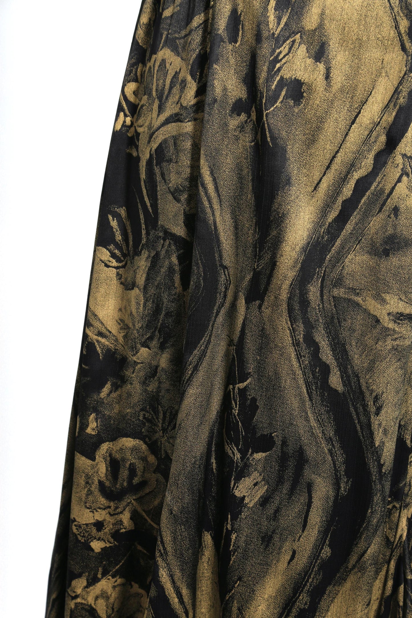 90s Carole Little black gold floral lace maxi dress