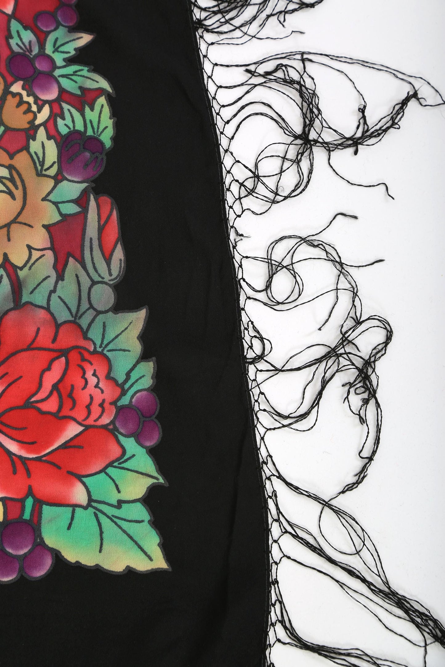 40s piano shawl | Vintage 1940s silk floral paino shawl