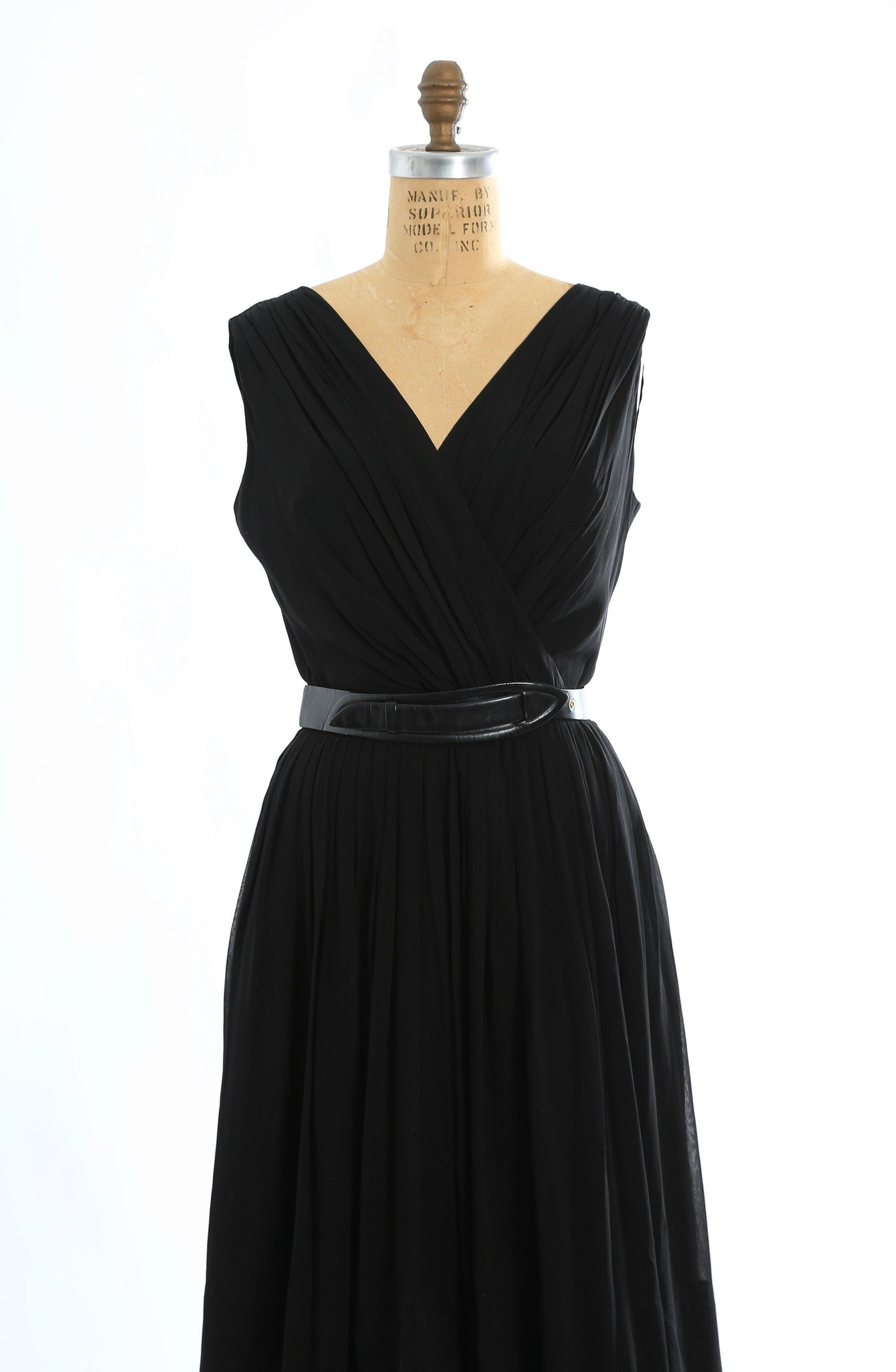 Vintage 50s black silk chiffon dress