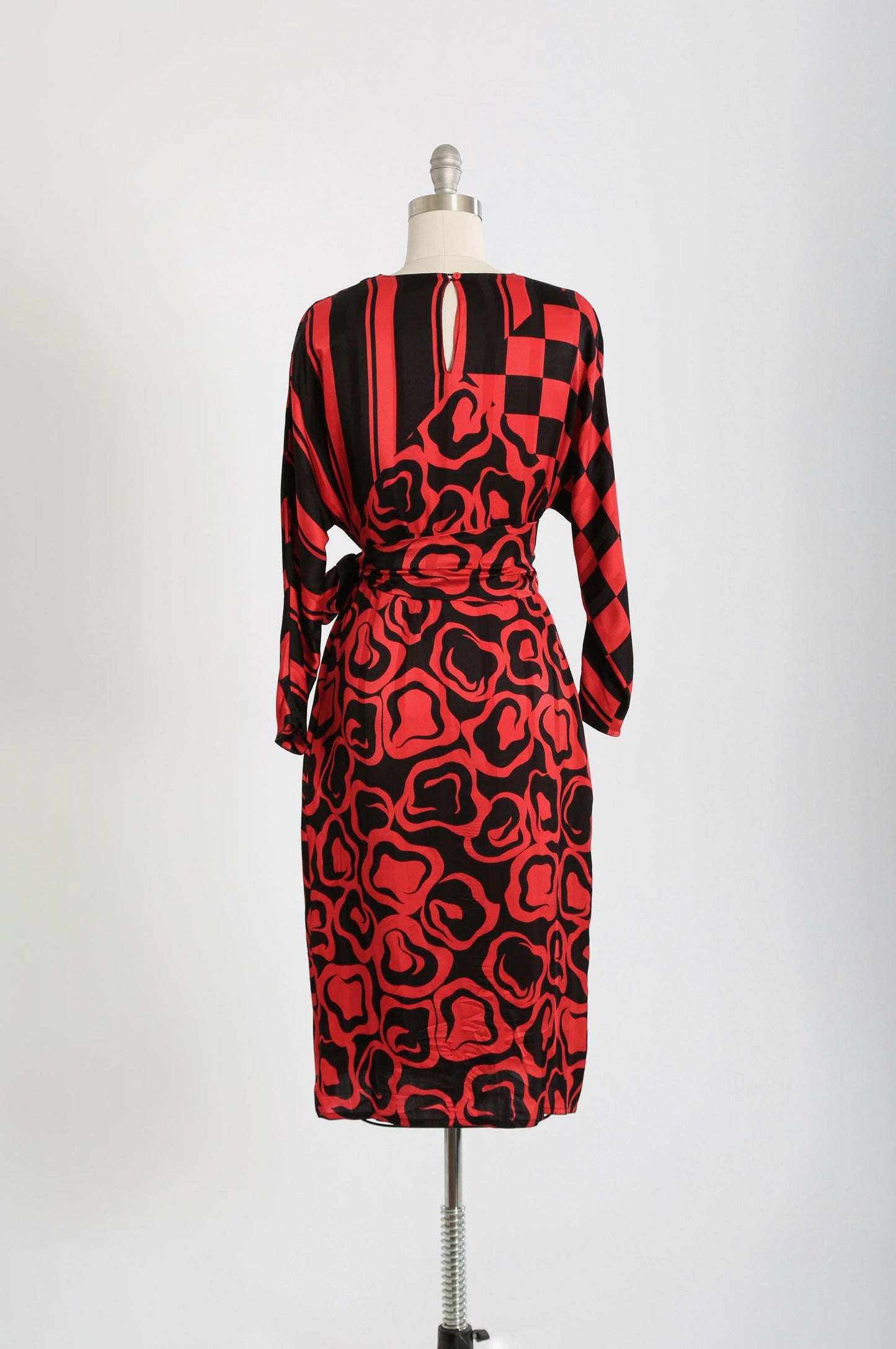 90s French red silk dress | Vintage 1990s Franck Olivier Paris checker dress