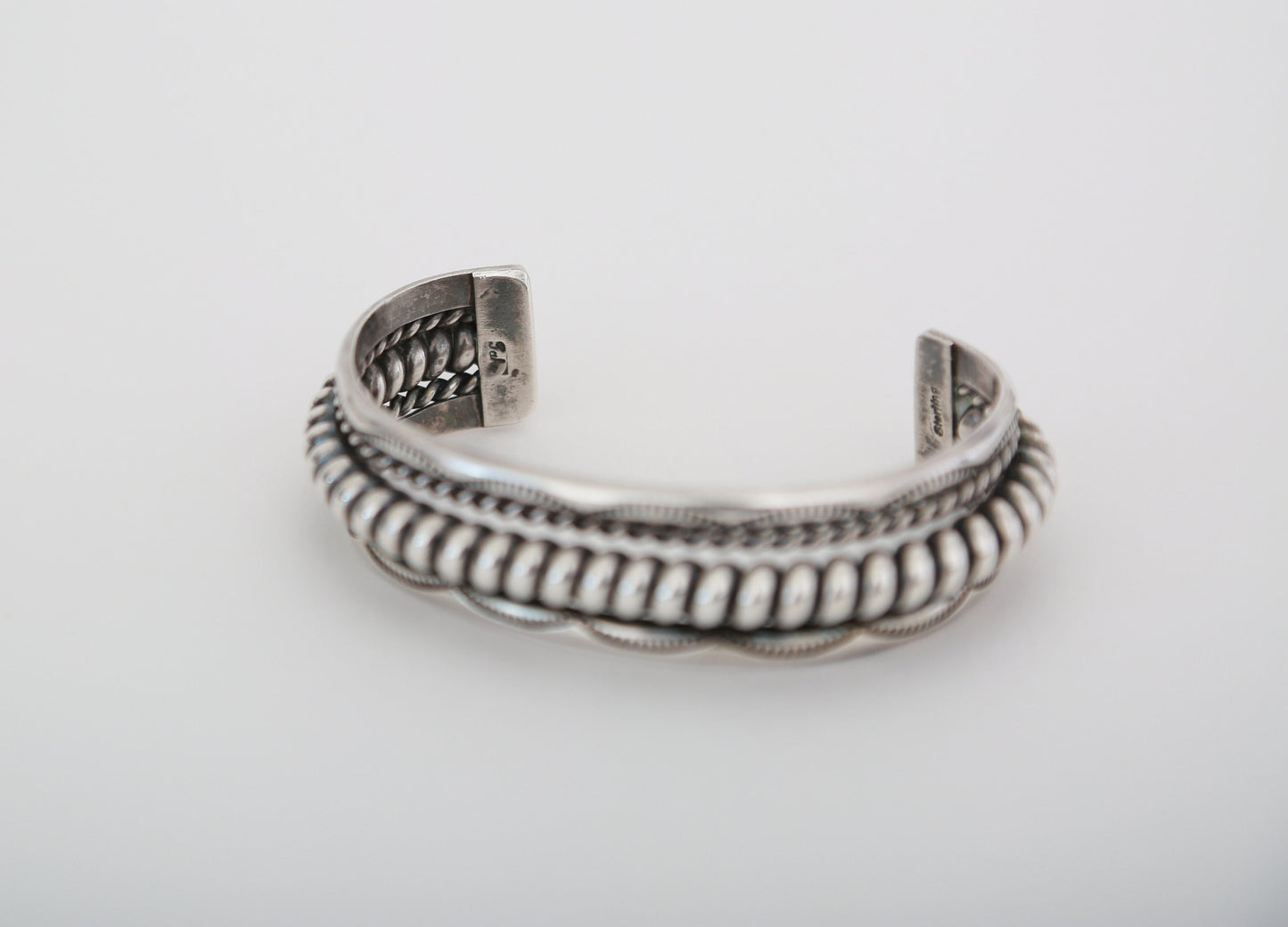 Vintage Navajo TAHE sterling silver signed cuff bracelet 56g