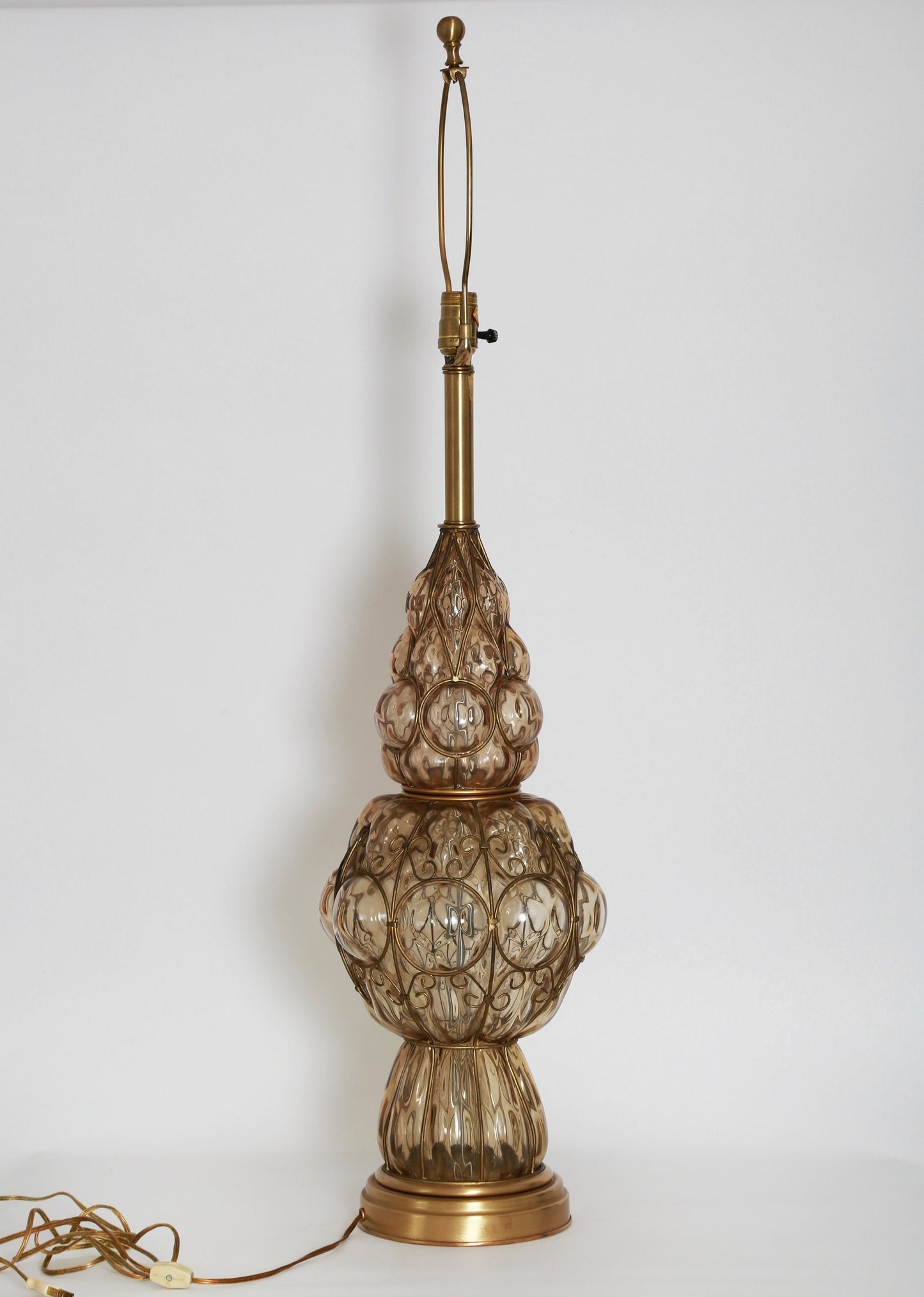Vintage Mid Century modern Murano glass caged lamp