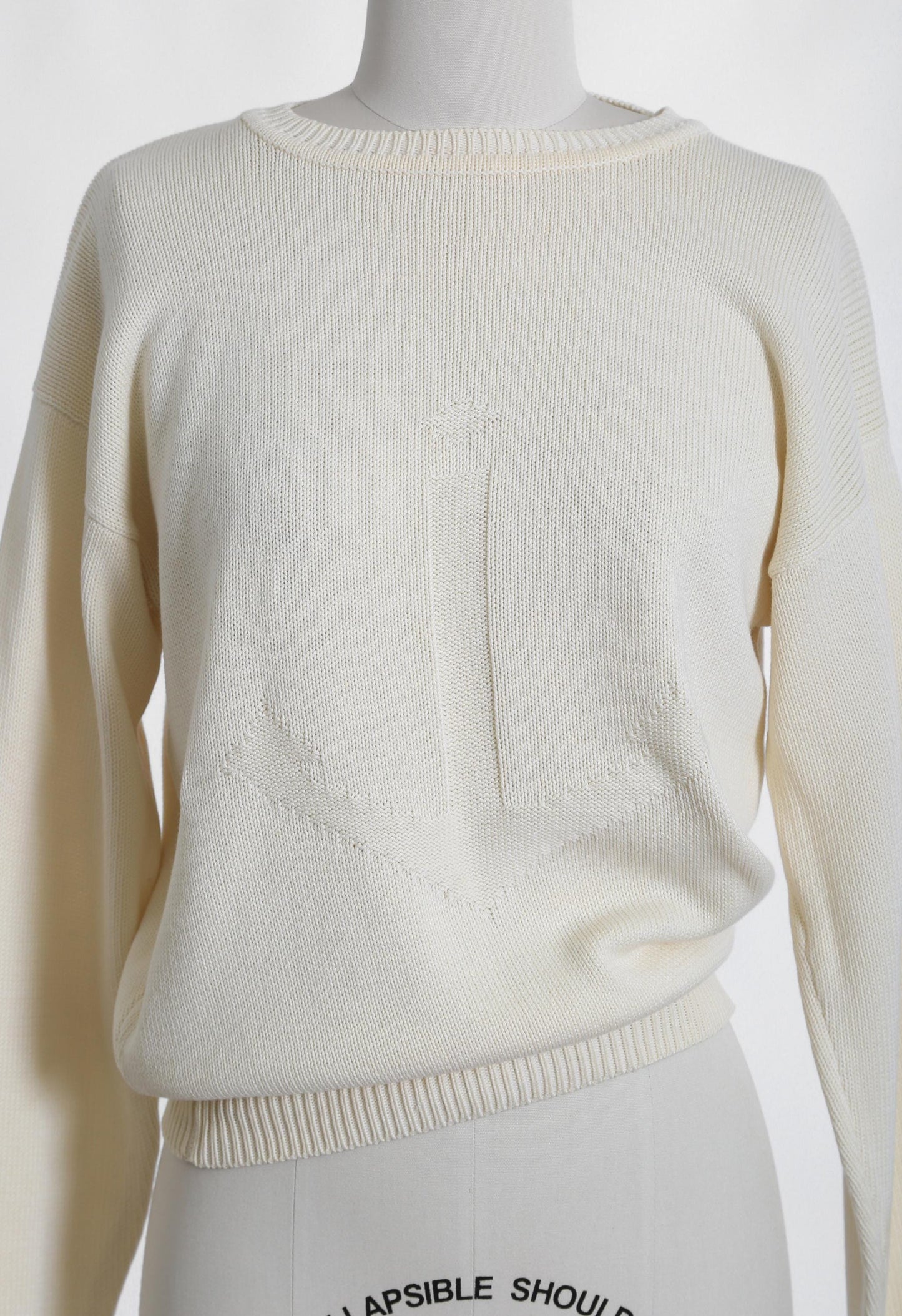 80s Nautical white knit sweater