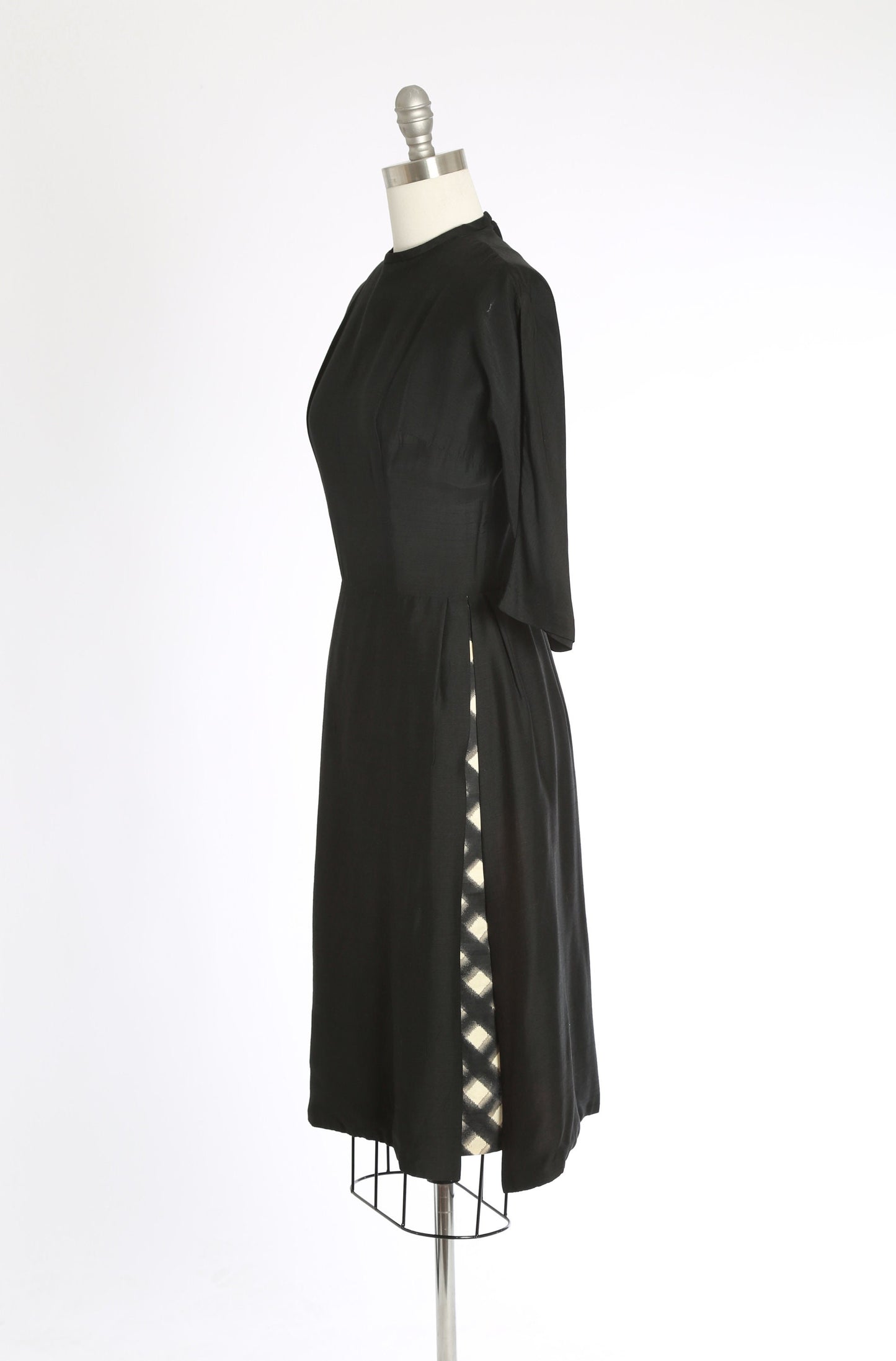 40s Checker dress | Vintage 1940s black + white dress
