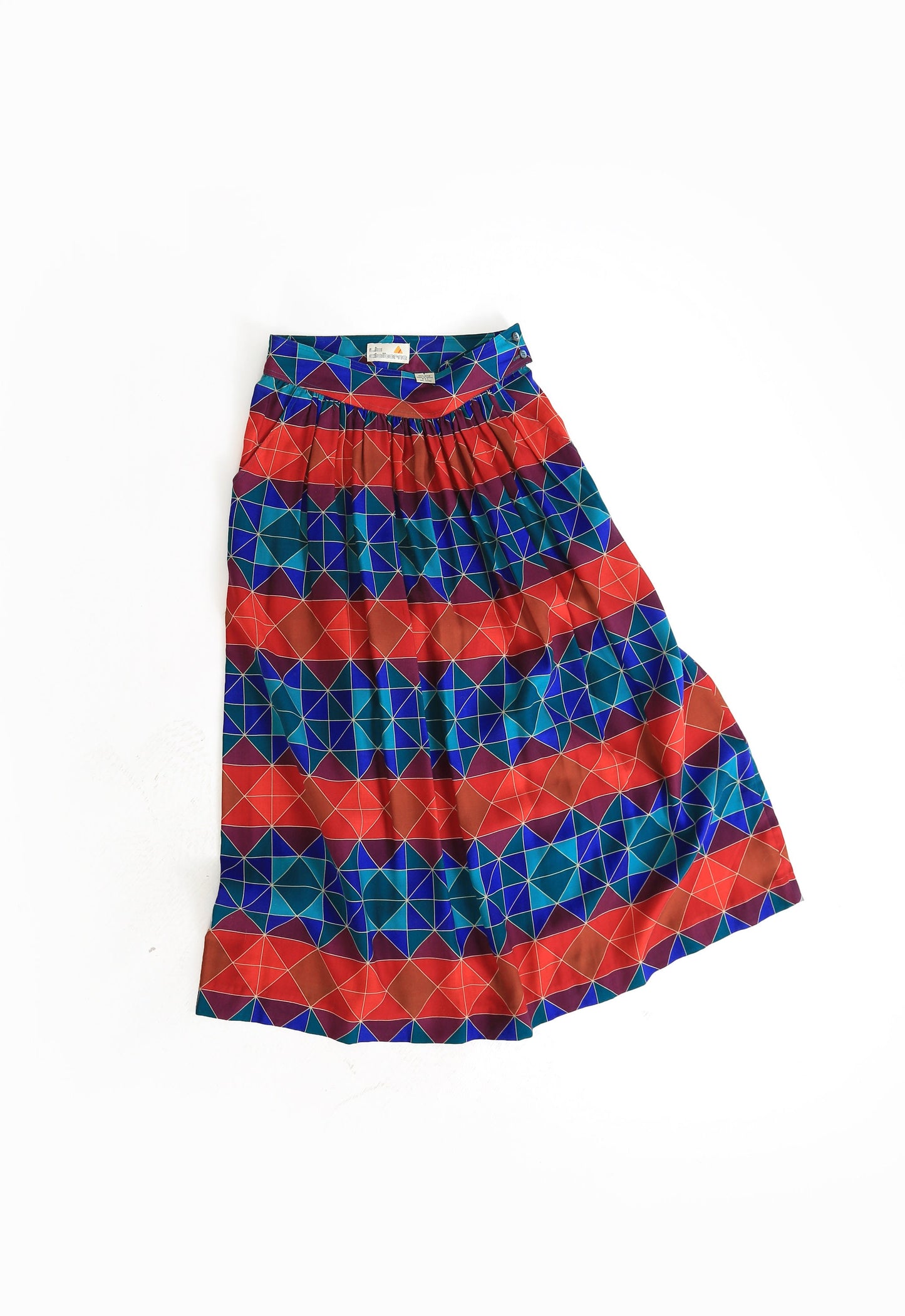 Vintage 90s Liz Claiborne geometric rainbow rayon midi skirt