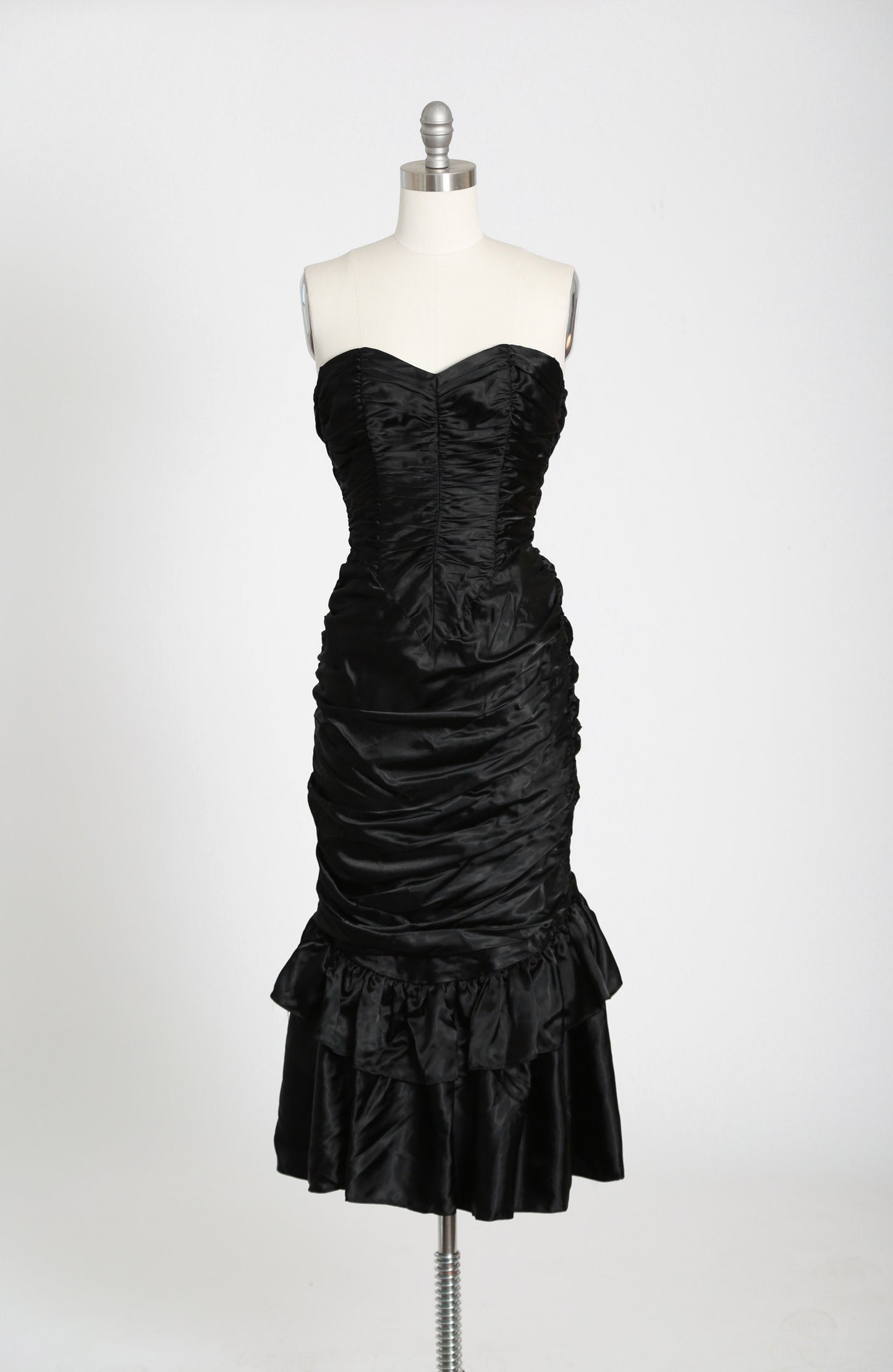 Gunne Sax dress | Vintage 80s Victorian style Gunne Sax black satin dress XS