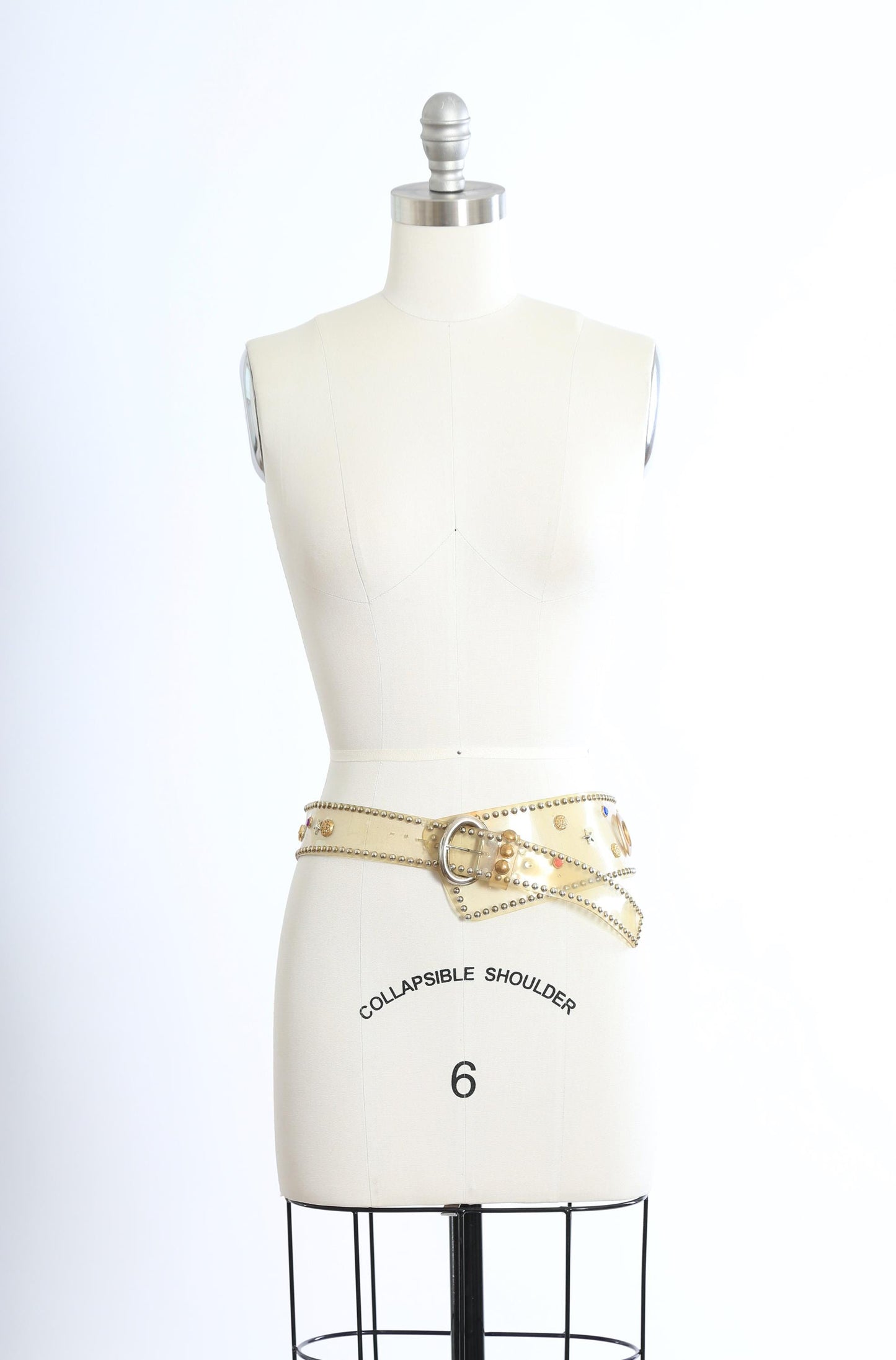 Vintage 80s Clear gold studded Star rhinestone belt
