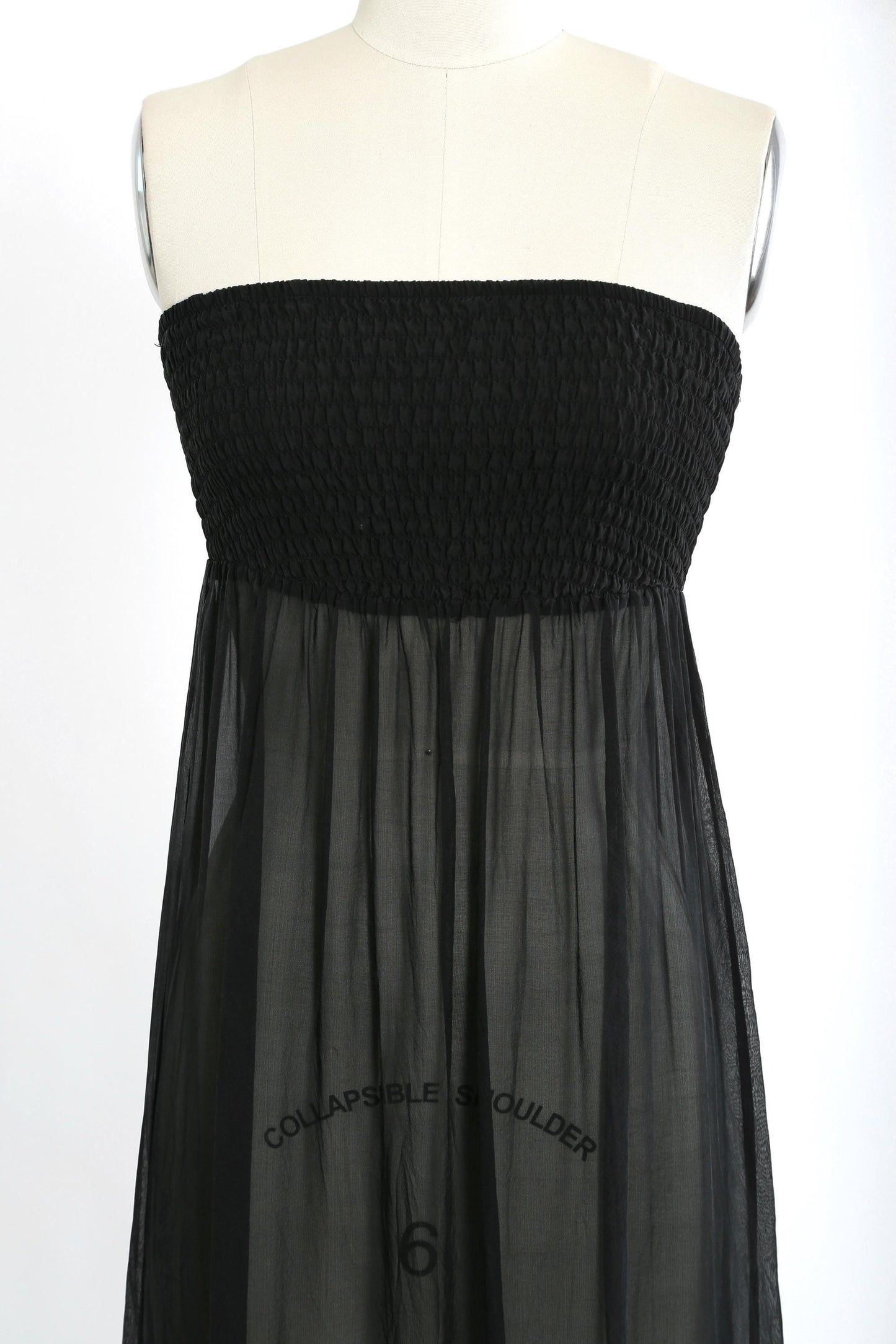 Y2K Black Silk Smocked semi sheer maxi dress