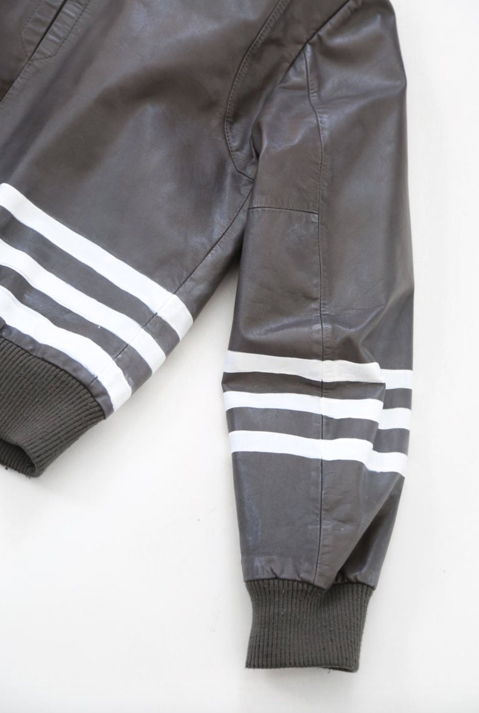 Vintage Wilsons leather striped bomber Jacket | Custom painted vintage jacket