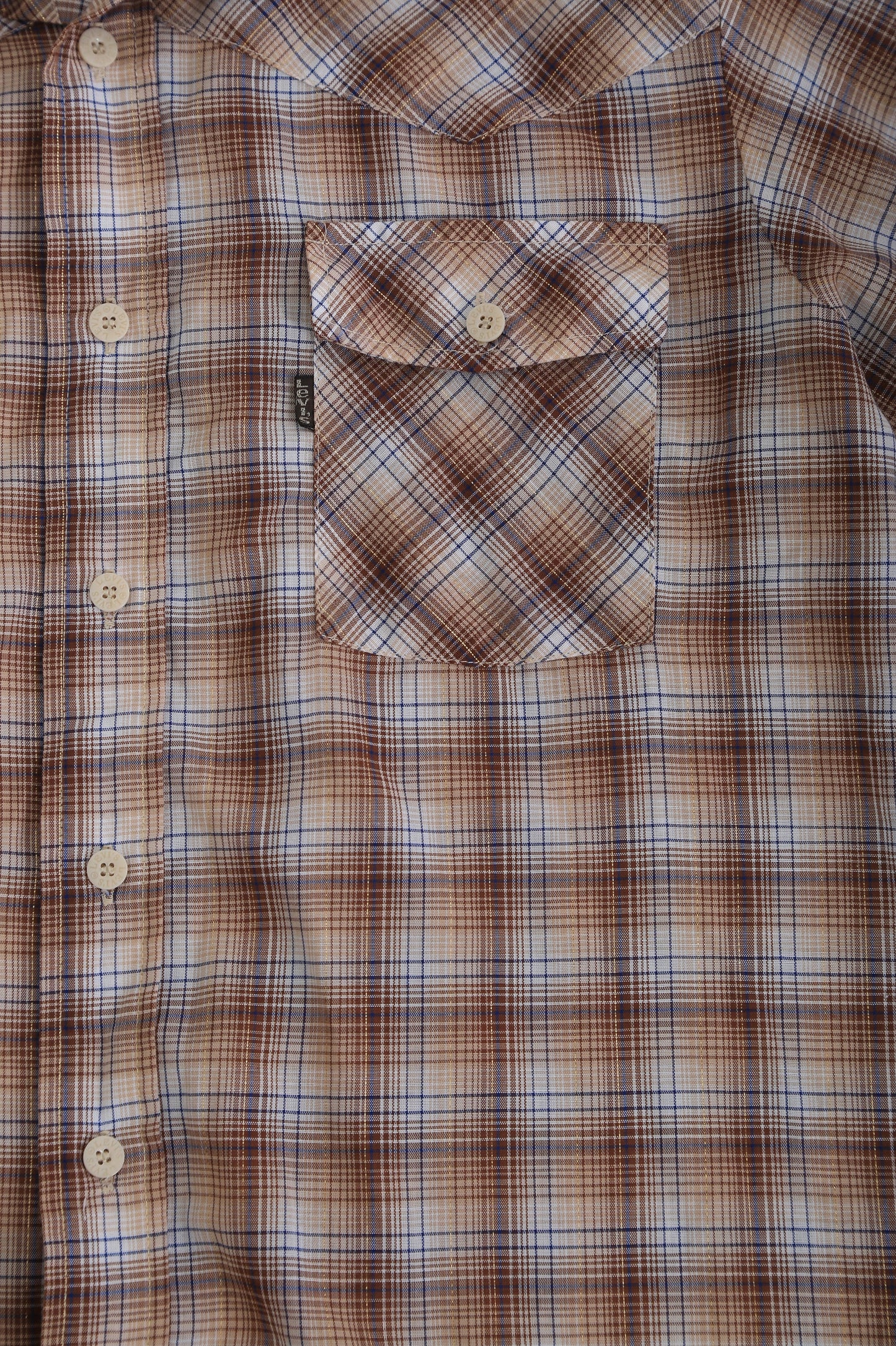 Vintage 70s LEVIS brown gold lurex western Plaid shirt