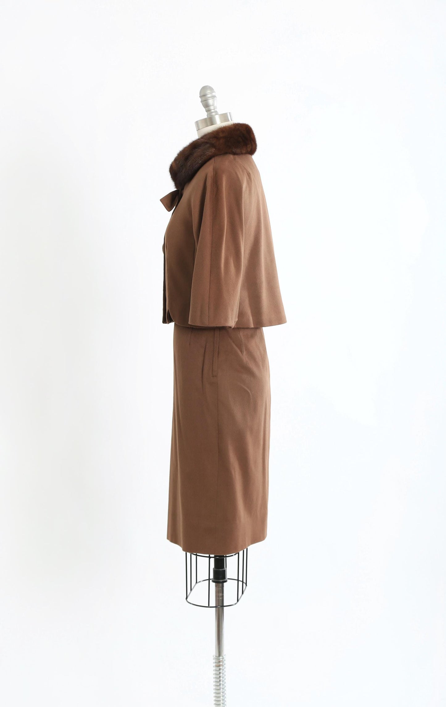 50s Lilli Ann suit | Vintage 1950s Lilli Ann brown wool Mink fur 2pc set