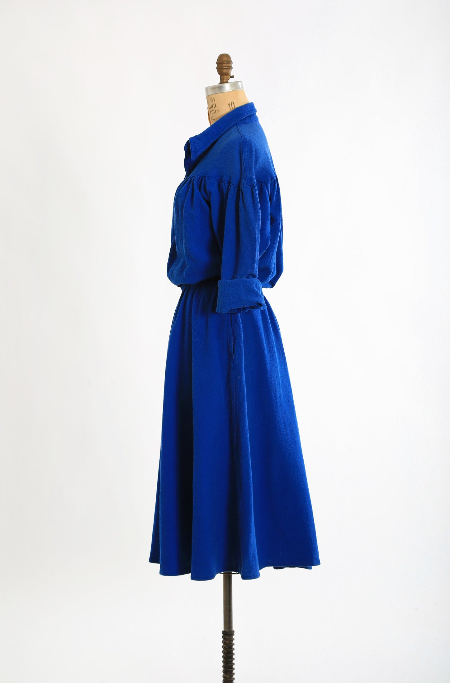 Vintage 80s blue cotton midi dress