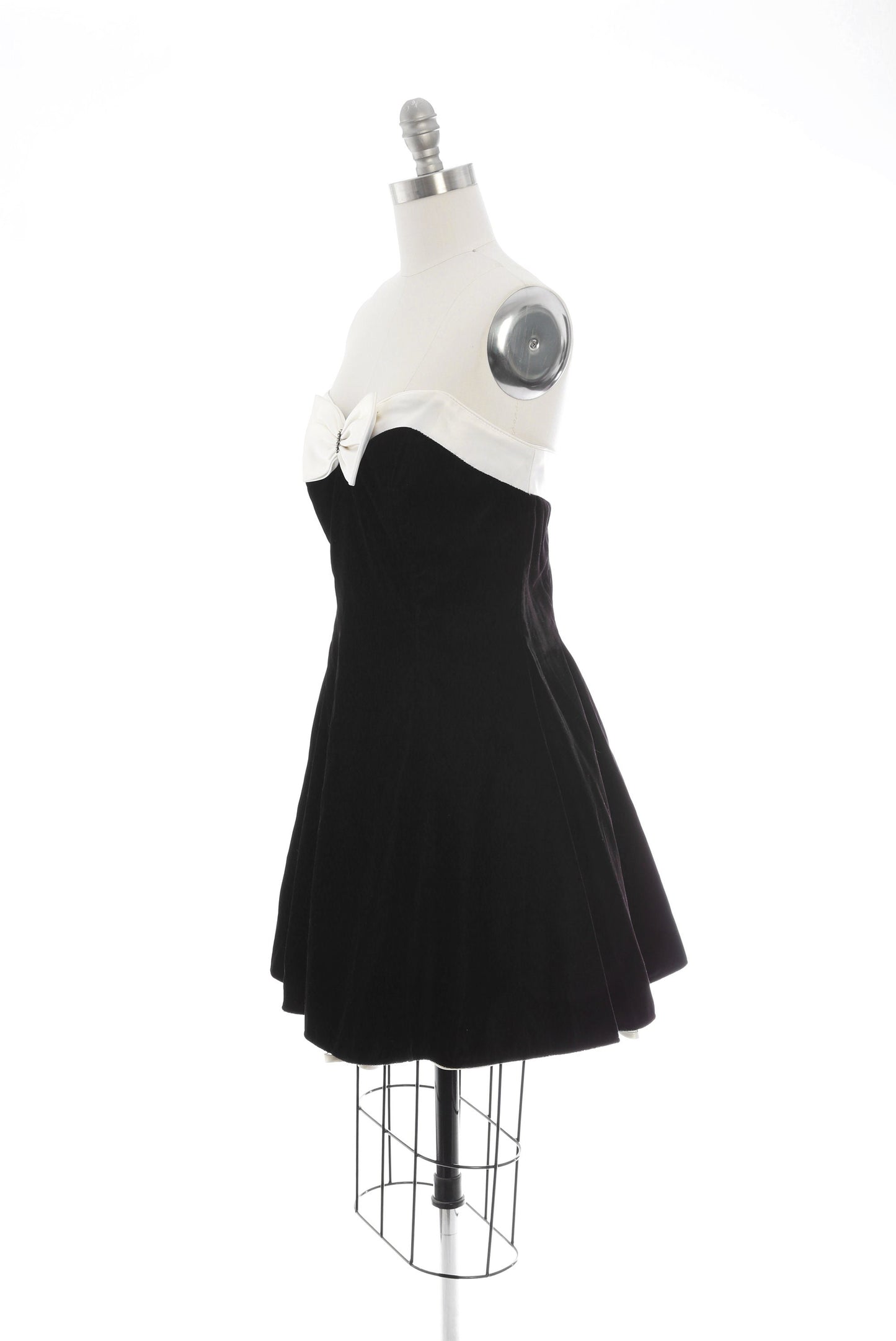 Tuxedo mini dress | Vintage 80s black velvet tuxedo dress | Jeweled bow party dress