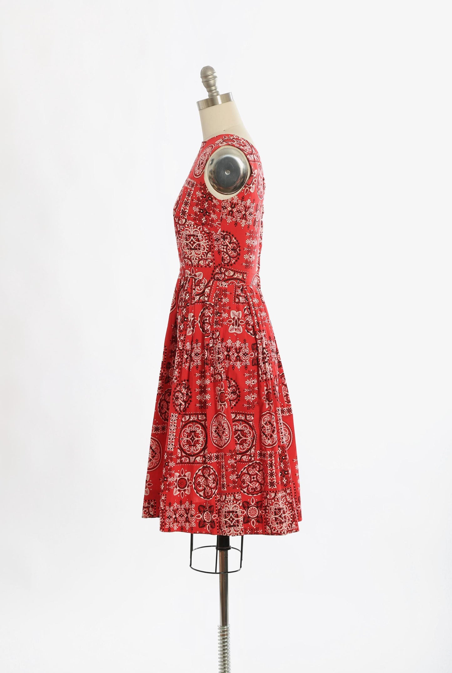50s bandana dress | Vintage 1950s red bandana cotton dress