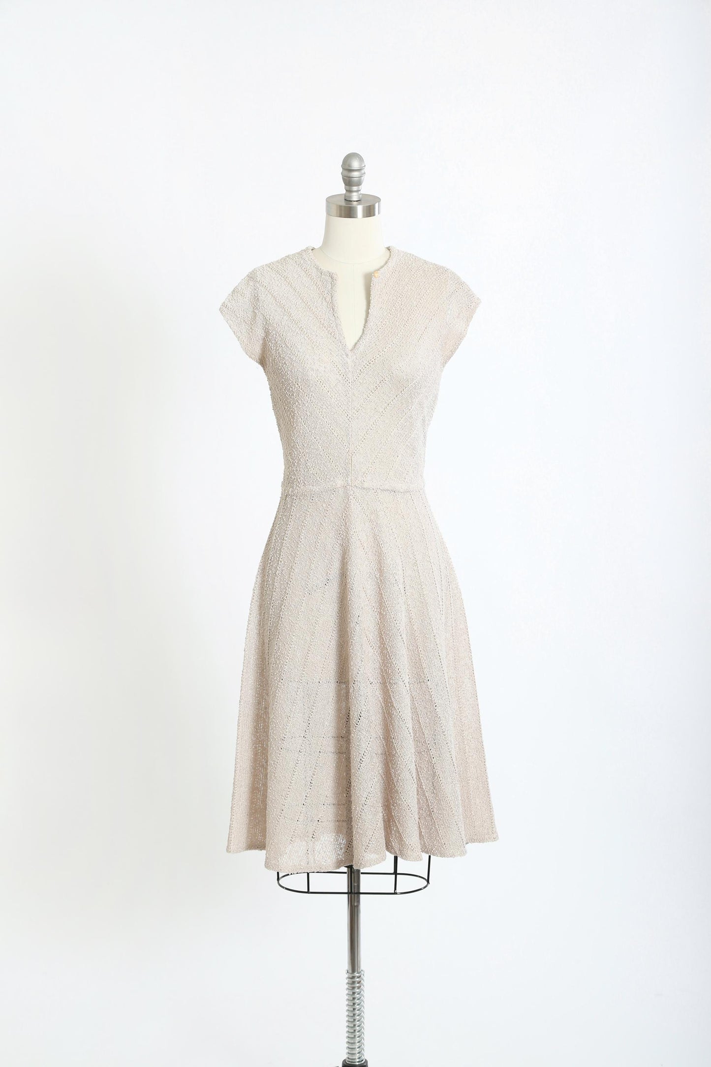 70s Gray knit dress | Vintage 1970s Crochet knit Dress