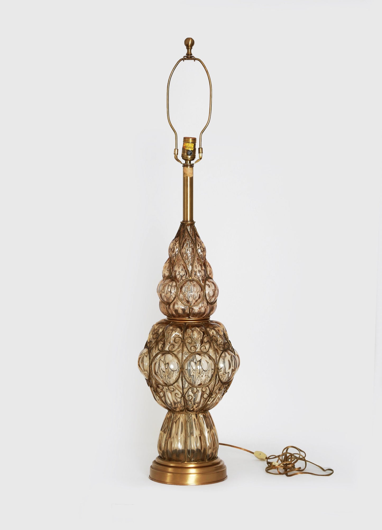 Vintage Mid Century modern Murano glass caged lamp