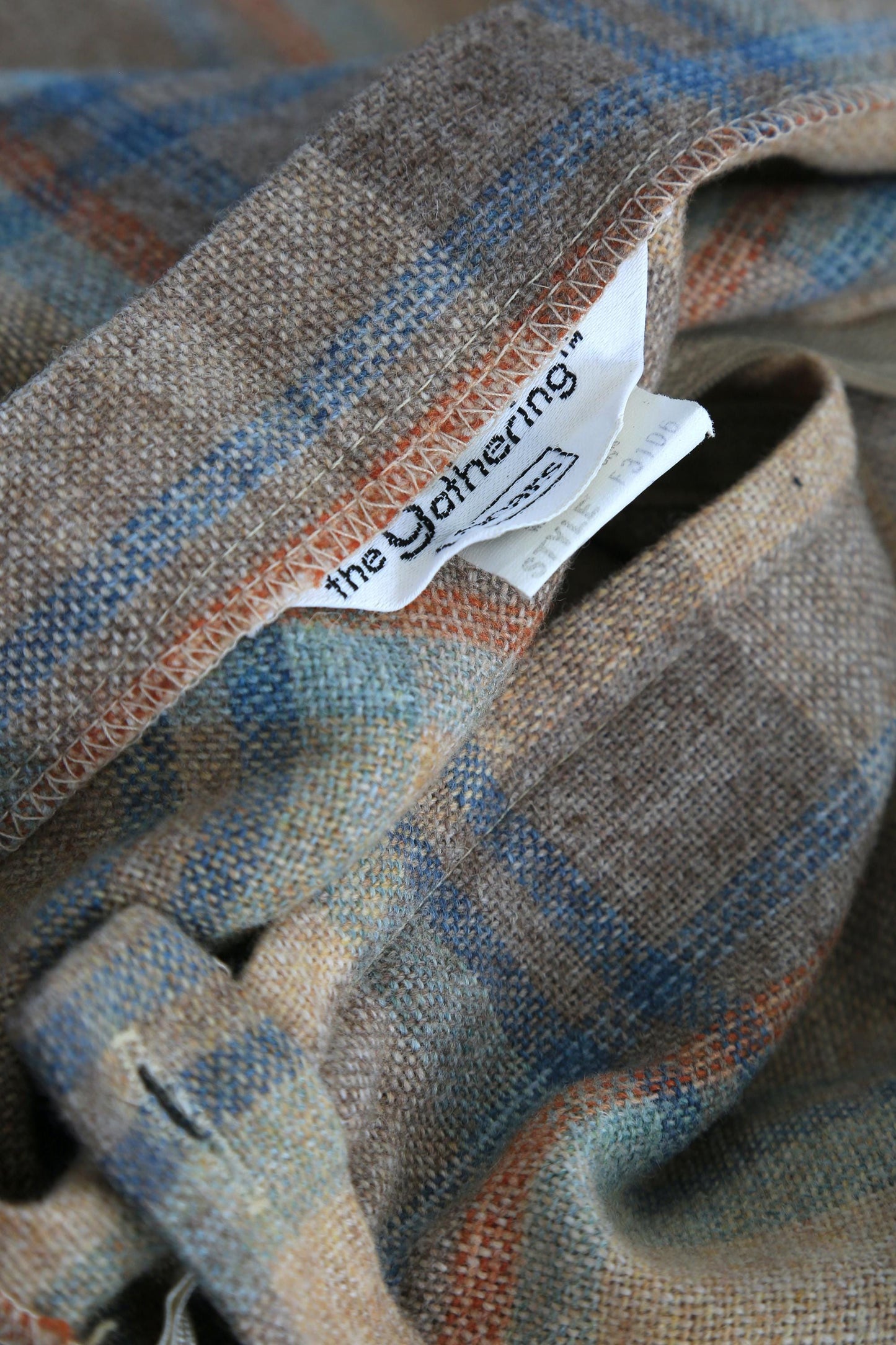70s woven plaid wool blend skirt