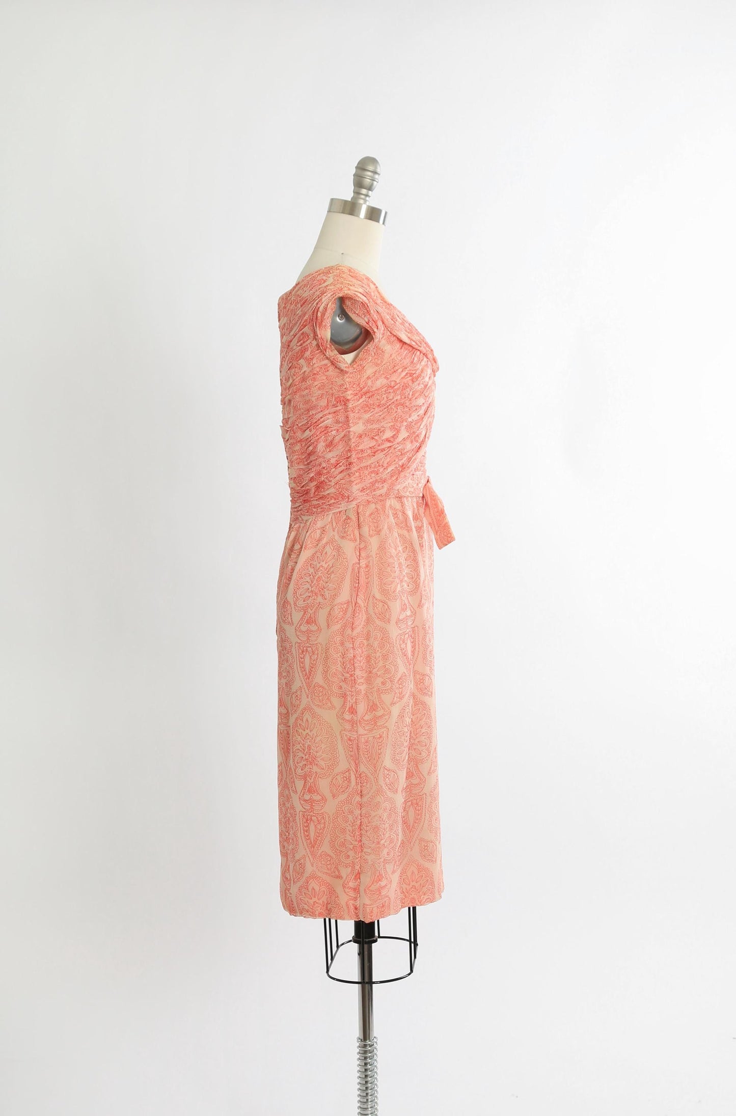 Vintage 1950s f.m. Swiss pink floral silk dress