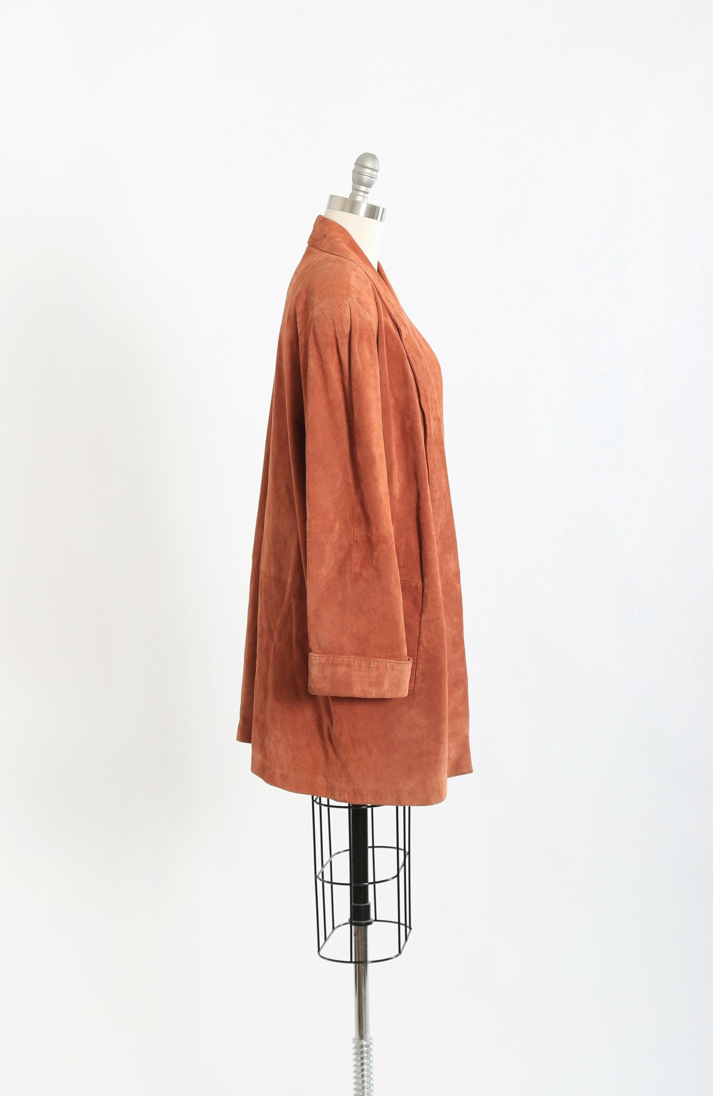 90s Burnt orange suede leather oversized coat jacket